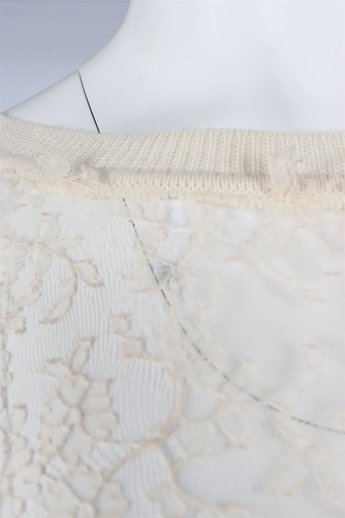 ERMANNO SCERVINO CREAM LACE AND KNIT SWEATER IT 38 UK 6 - Image 5