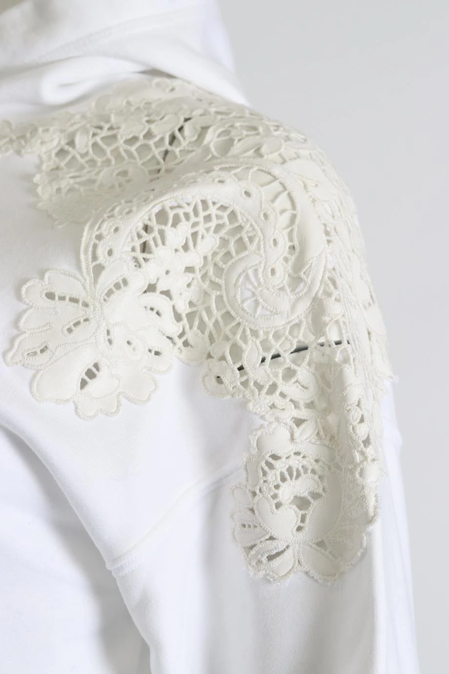 ERMANNO SCERVINO CROPPED COTTON JERSEY HOODIE SMALL - Image 4