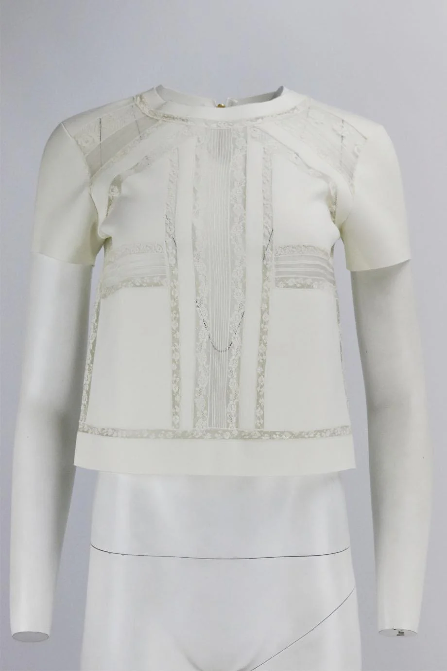 ERMANNO SCERVINO CROPPED LACE TRIMMED NEOPRENE TOP IT 40 UK 8 - Image 2