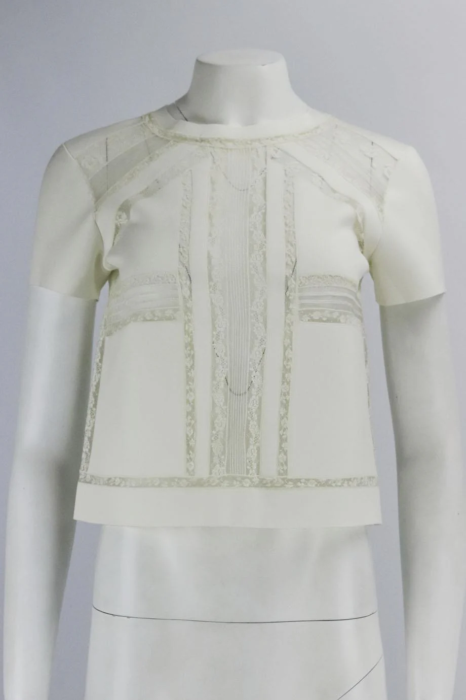 ERMANNO SCERVINO CROPPED LACE TRIMMED NEOPRENE TOP IT 40 UK 8 - Image 3