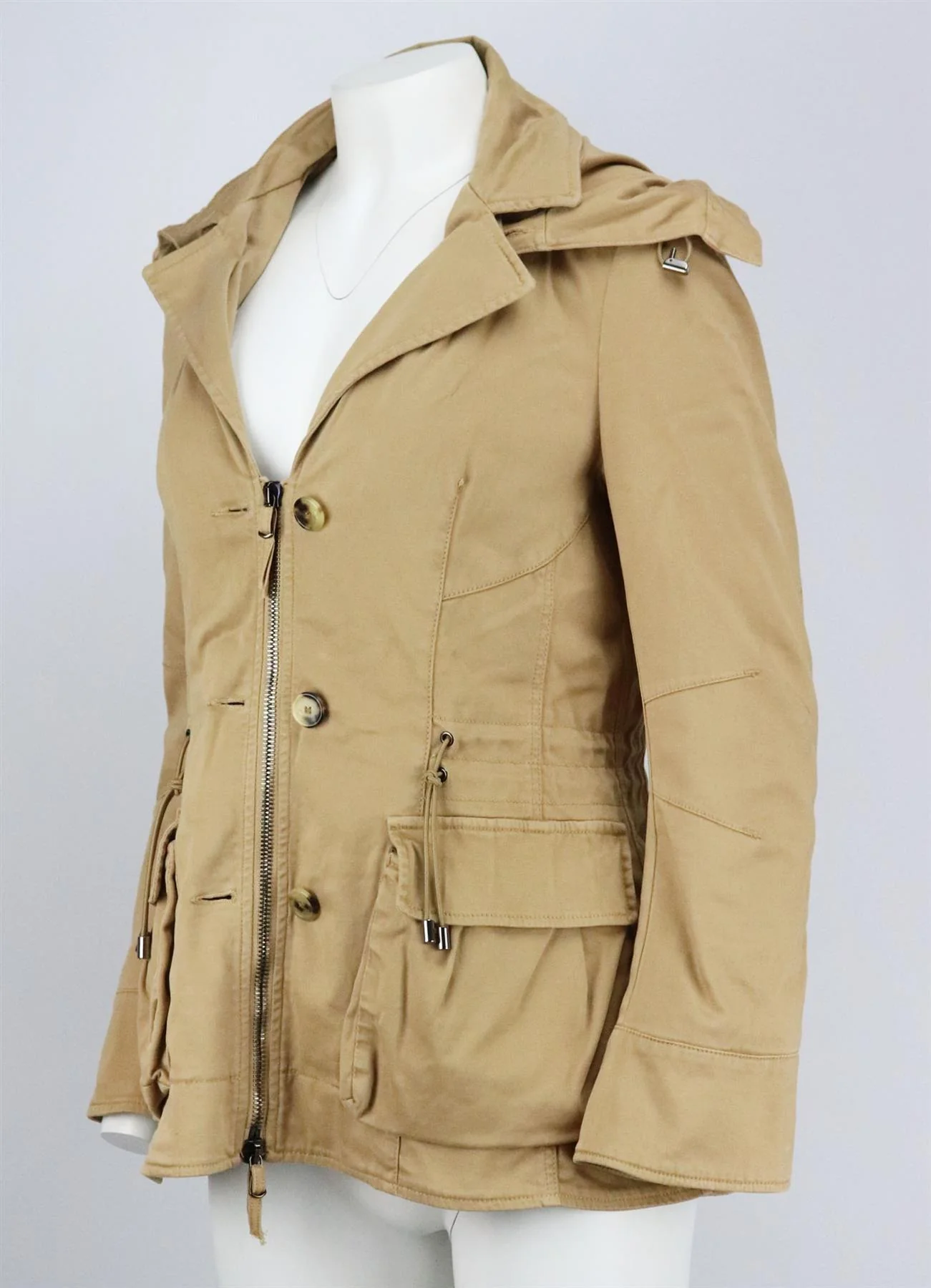ERMANNO SCERVINO HOODED COTTON CANVAS JACKET IT 40 UK 8 - Image 5