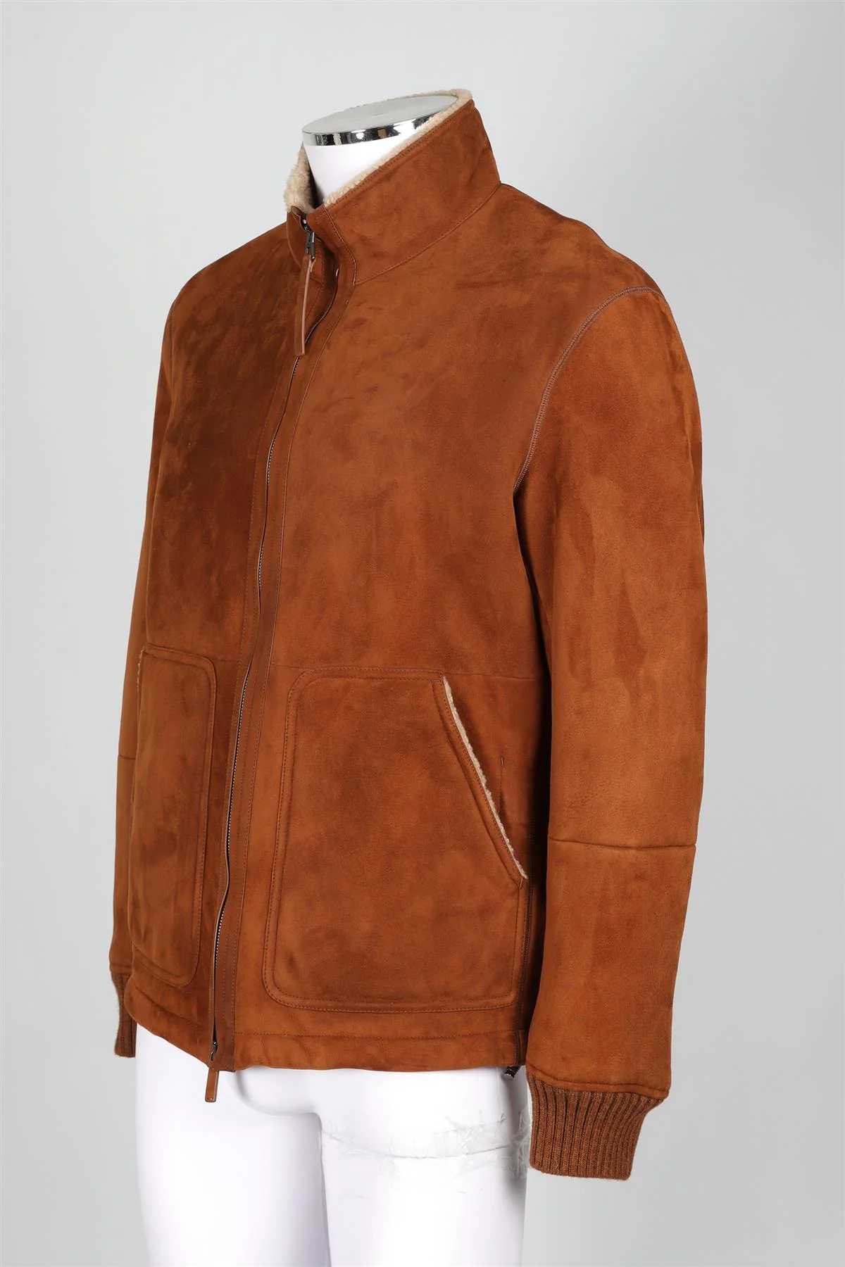 ERMENEGILDO ZEGNA BROWN MEN'S SHEARLING AND SUEDE JACKET IT 50 UK/US CHEST 40 - Image 3