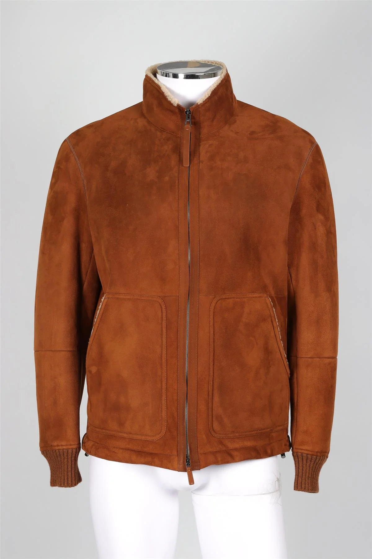 ERMENEGILDO ZEGNA BROWN MEN'S SHEARLING AND SUEDE JACKET IT 50 UK/US CHEST 40 - Image 6