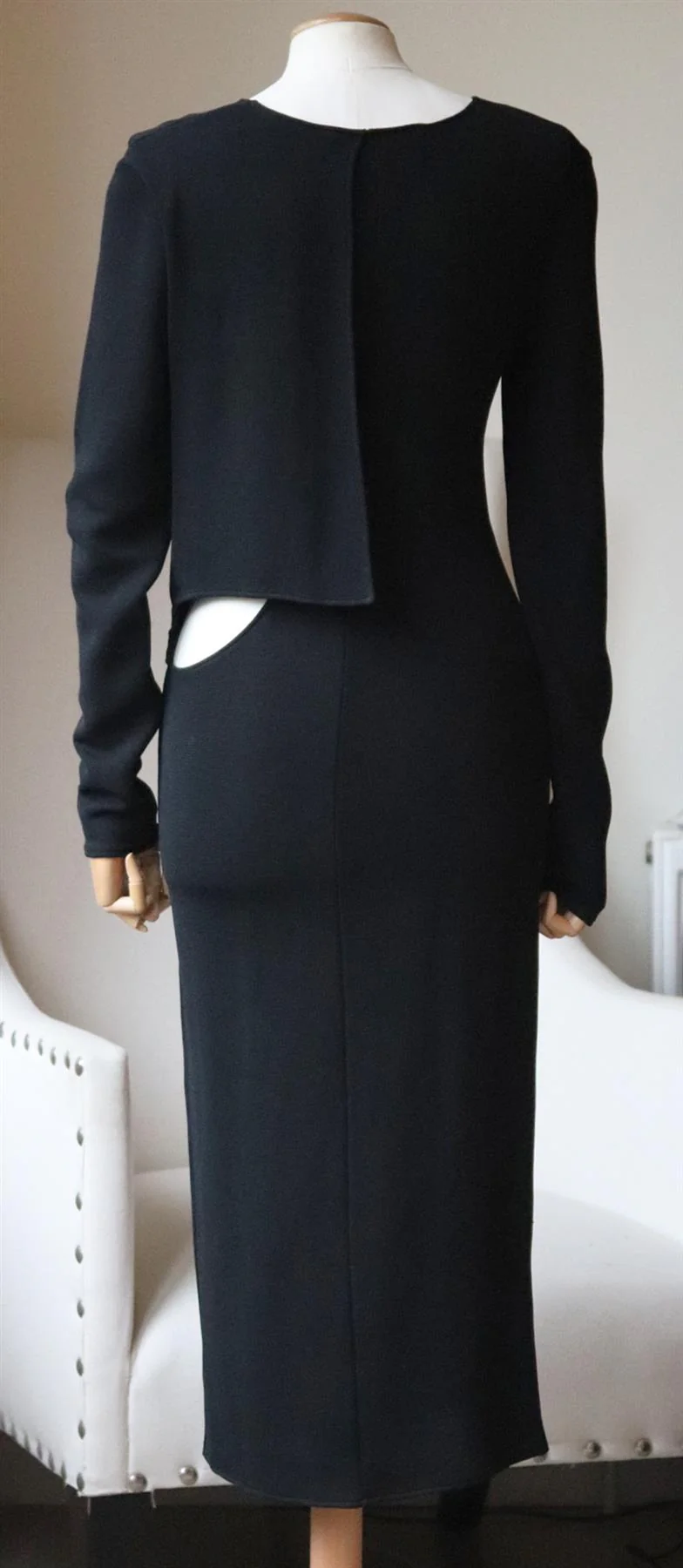 ESTEBAN CORTAZAR CUTOUT STRETCH KNIT MIDI DRESS FR 38 UK 10 - Image 4