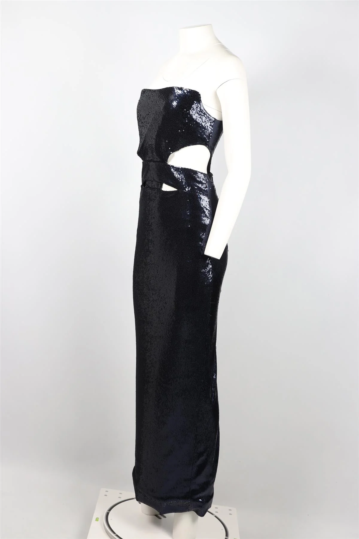 ET OCHS NAVY SEQUIN AND SATIN MAXI DRESS US 2 UK 6 - Image 3