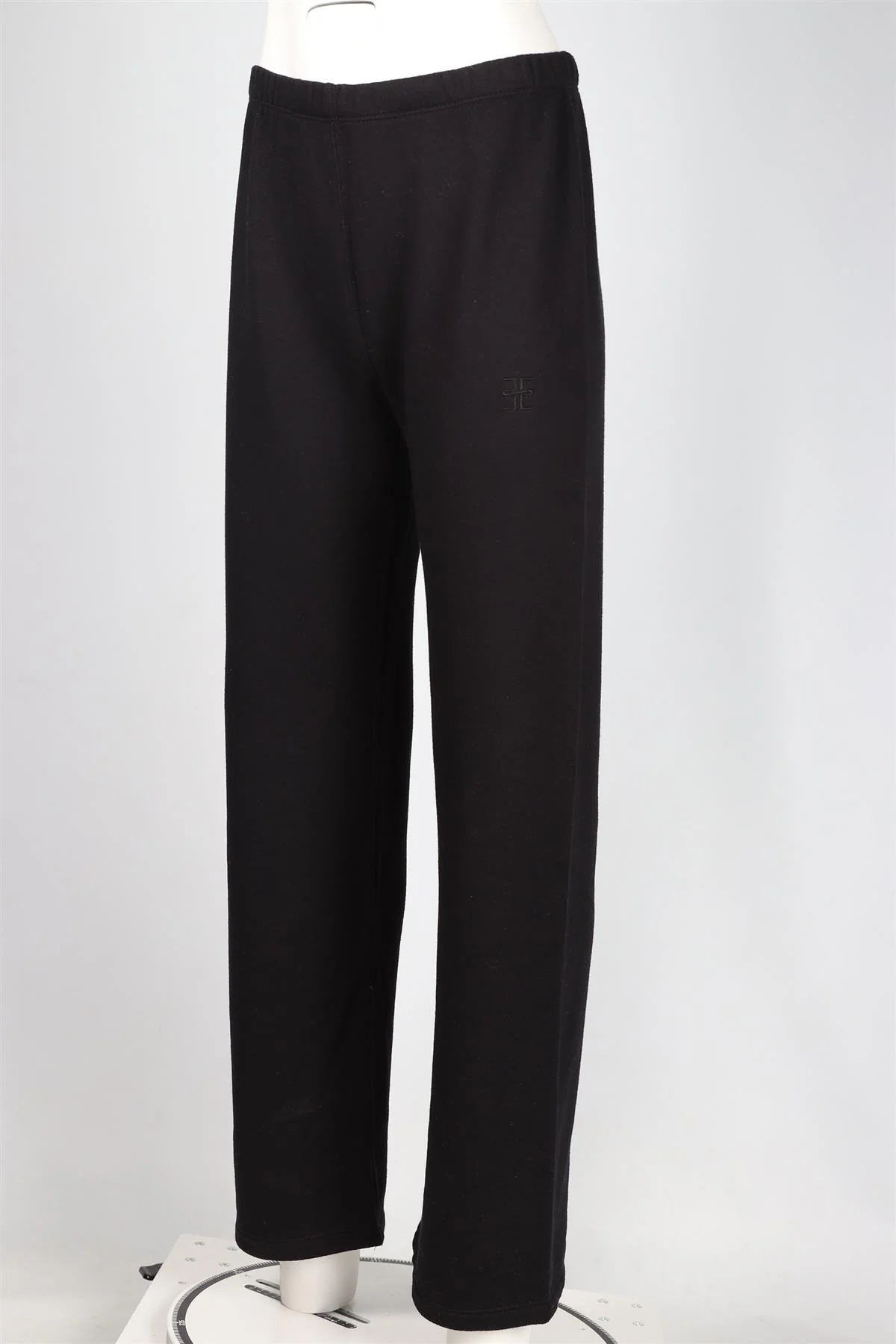 ÉTERNE BLACK COTTON BLEND STRAIGHT LEG PANTS SMALL - Image 3