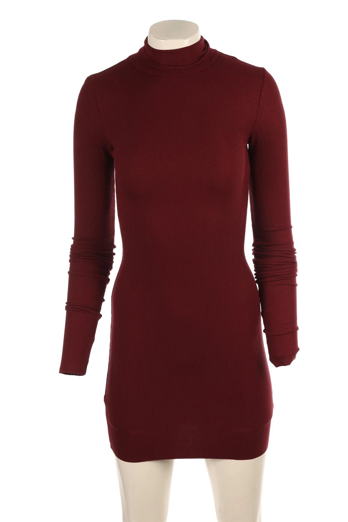 ETERNE BURGUNDY COTTON MINI DRESS SMALL - Image 2