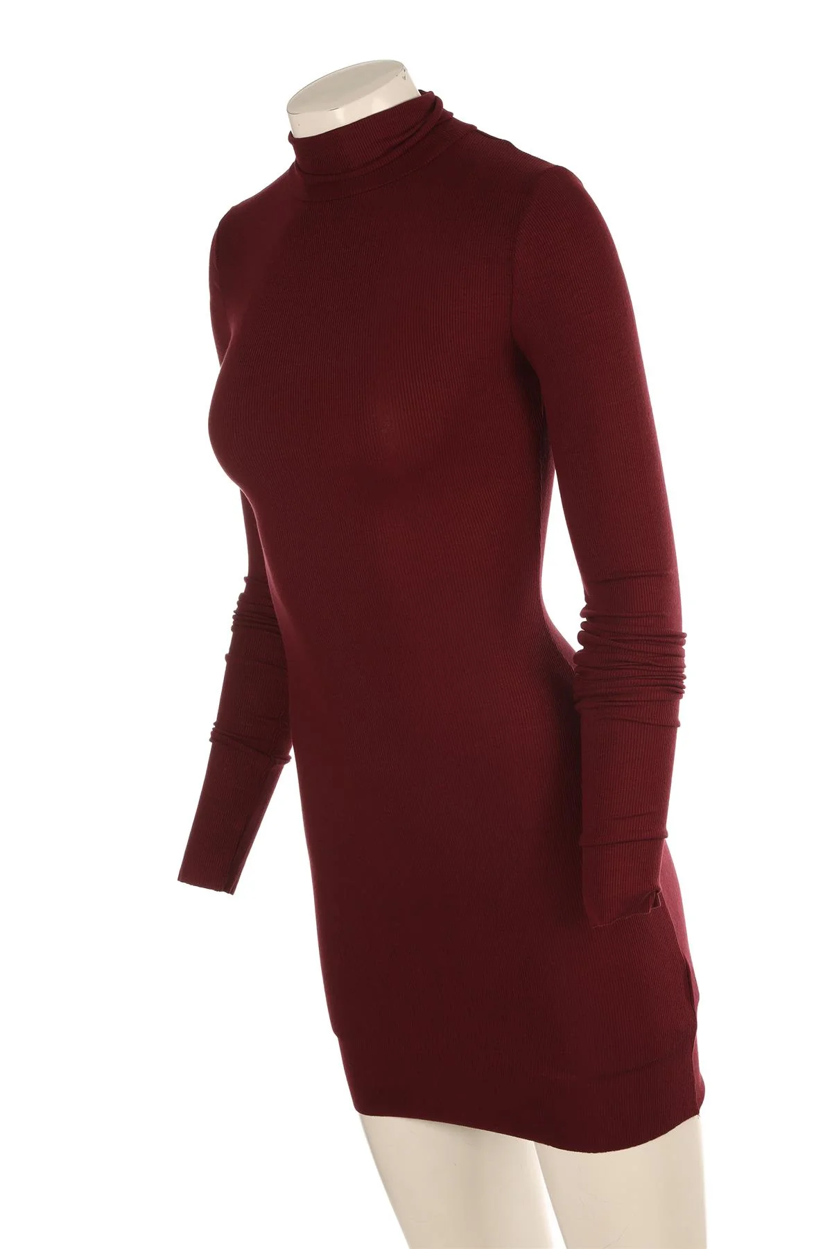 ETERNE BURGUNDY COTTON MINI DRESS SMALL - Image 3