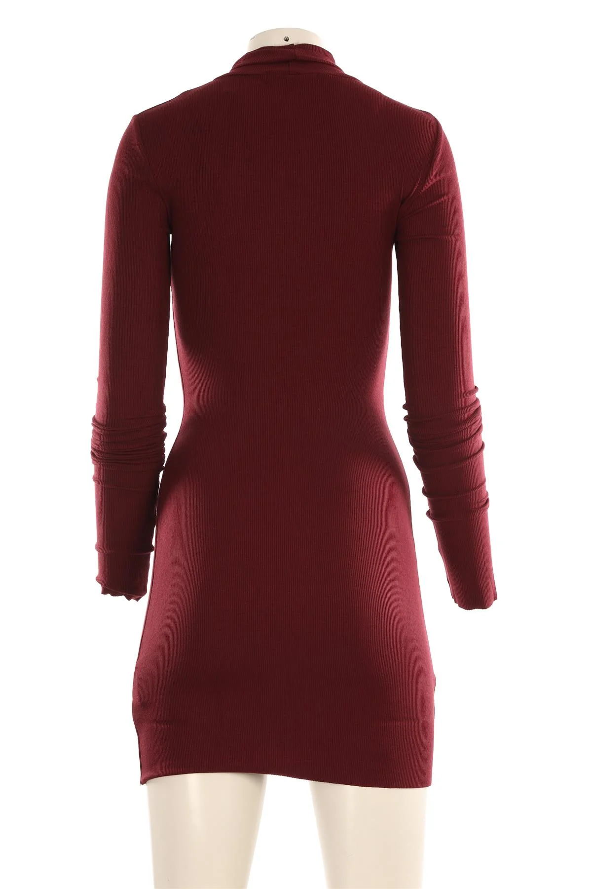 ETERNE BURGUNDY COTTON MINI DRESS SMALL - Image 4