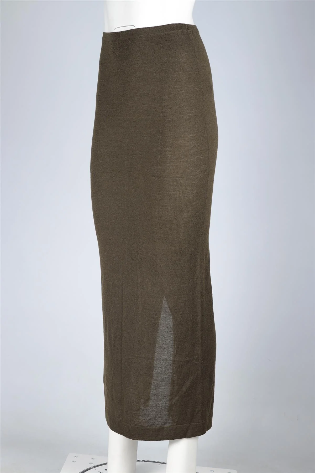 ETERNE KHAKI CASHMERE MAXI SKIRT XS-SMALL - Image 3
