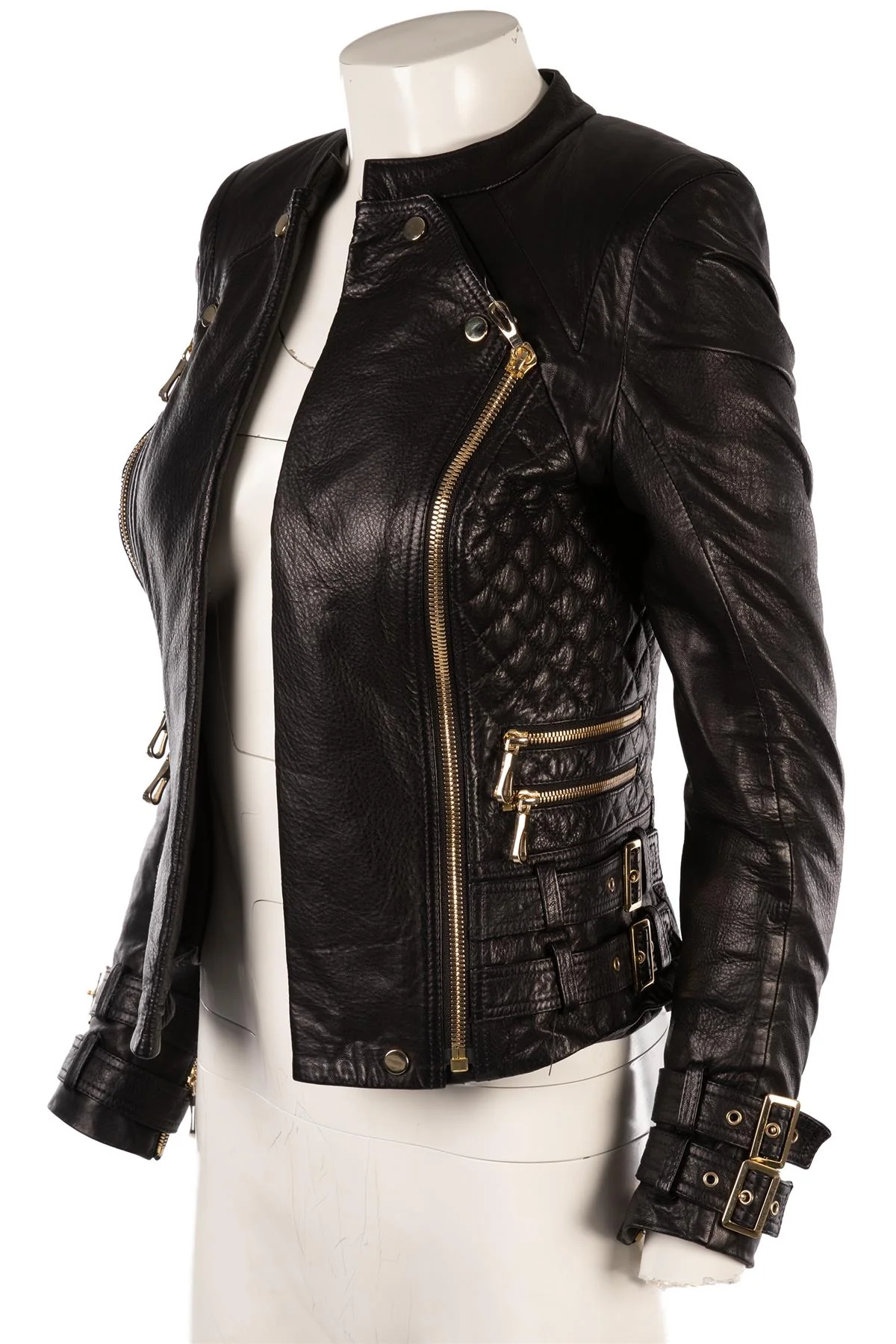 ETOILE LONDON BLACK LEATHER JACKET IT 38 UK 6 - Image 2