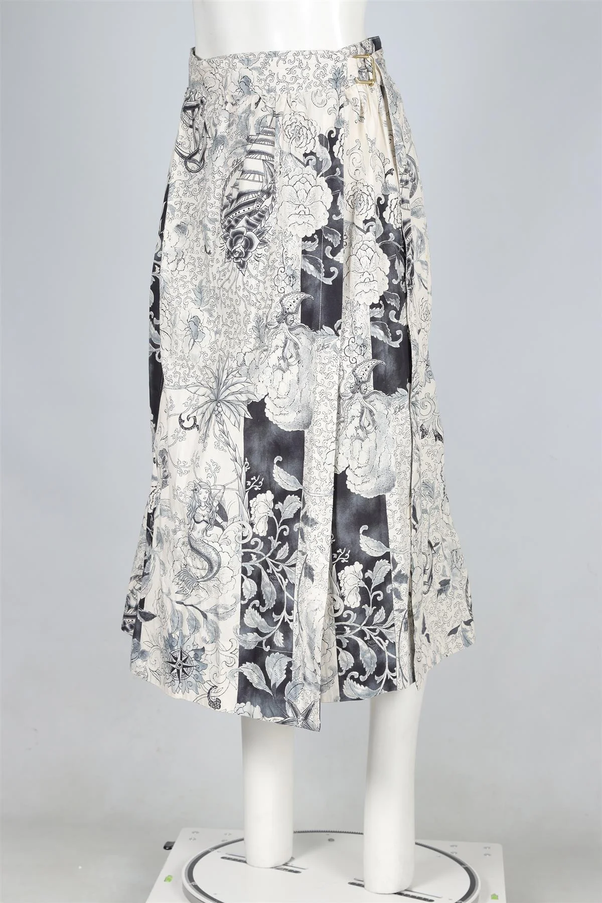 ETRO ECRU COTTON MIDI SKIRT IT 40 UK 8 - Image 3