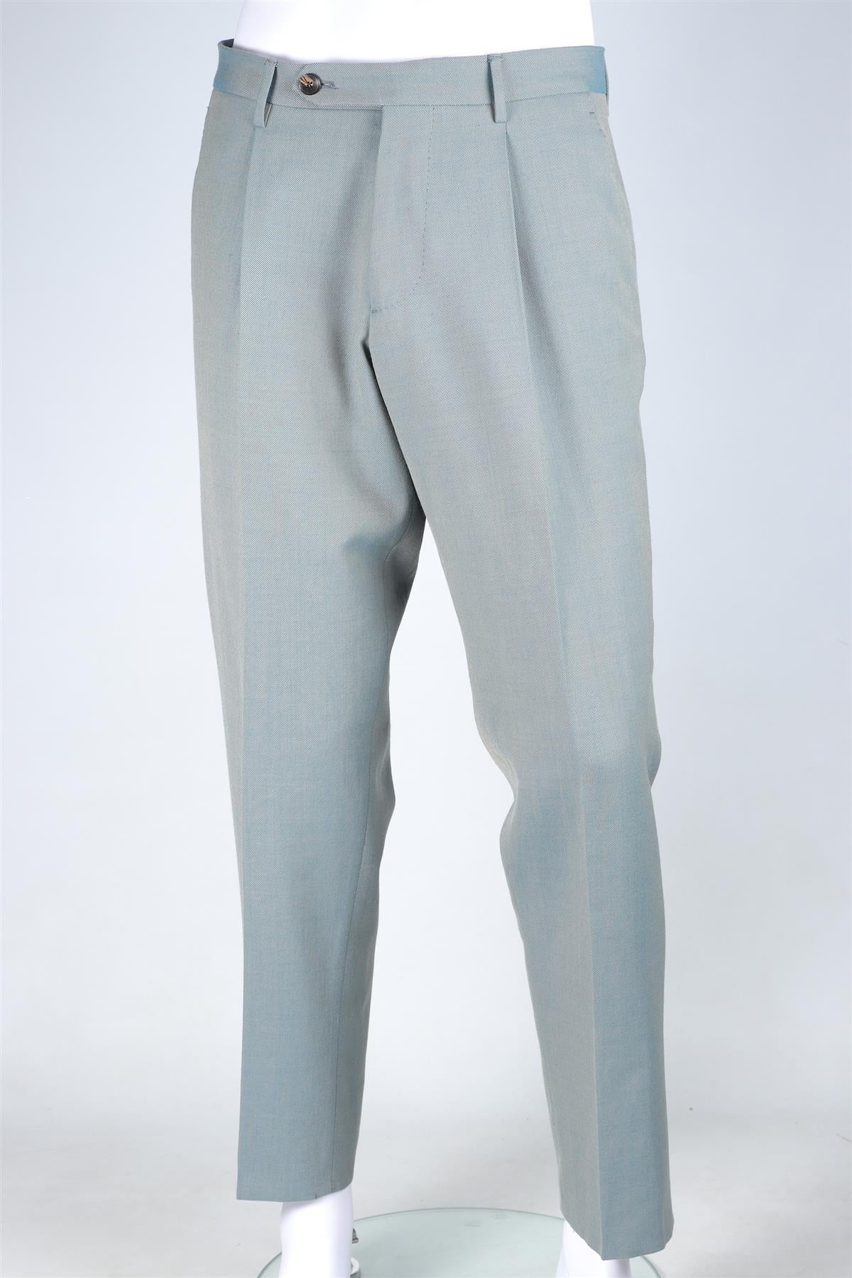 ETRO GREEN MEN'S WOOL STRAIGHT LEG PANTS IT 48 UK/US W32 - Image 2