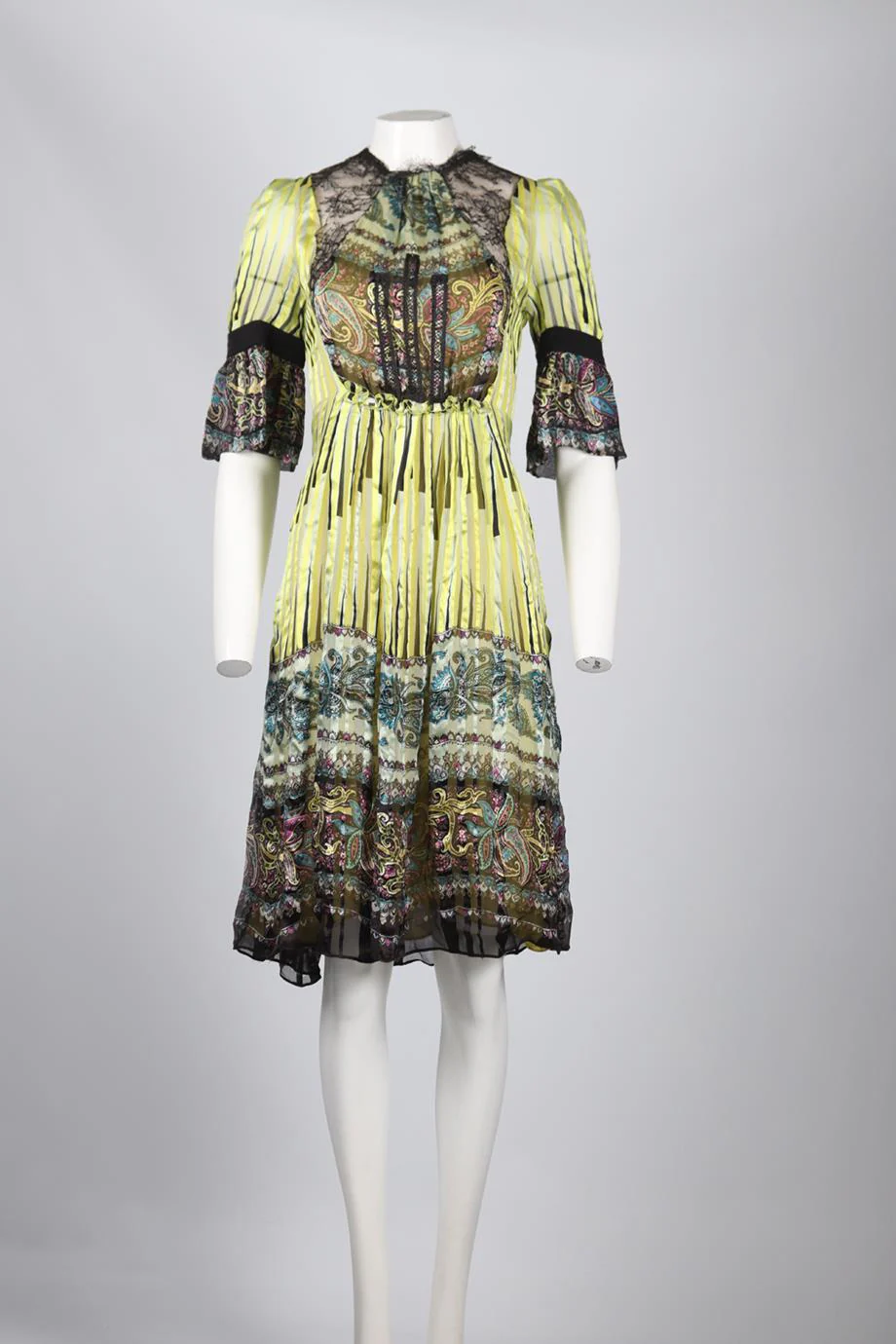 ETRO LACE AND SILK MIDI DRESS IT 44 UK 12 - Image 2
