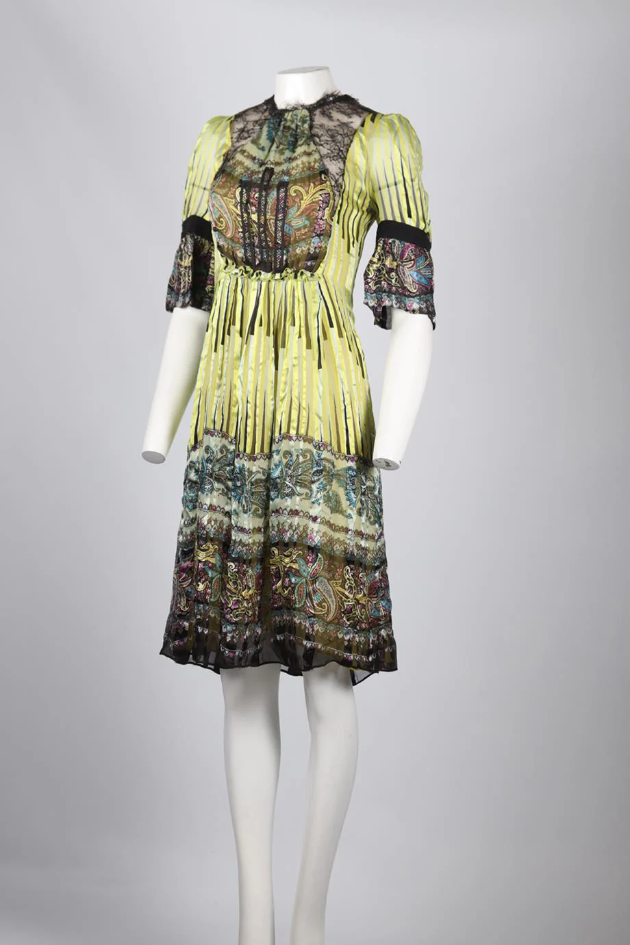 ETRO LACE AND SILK MIDI DRESS IT 44 UK 12 - Image 3