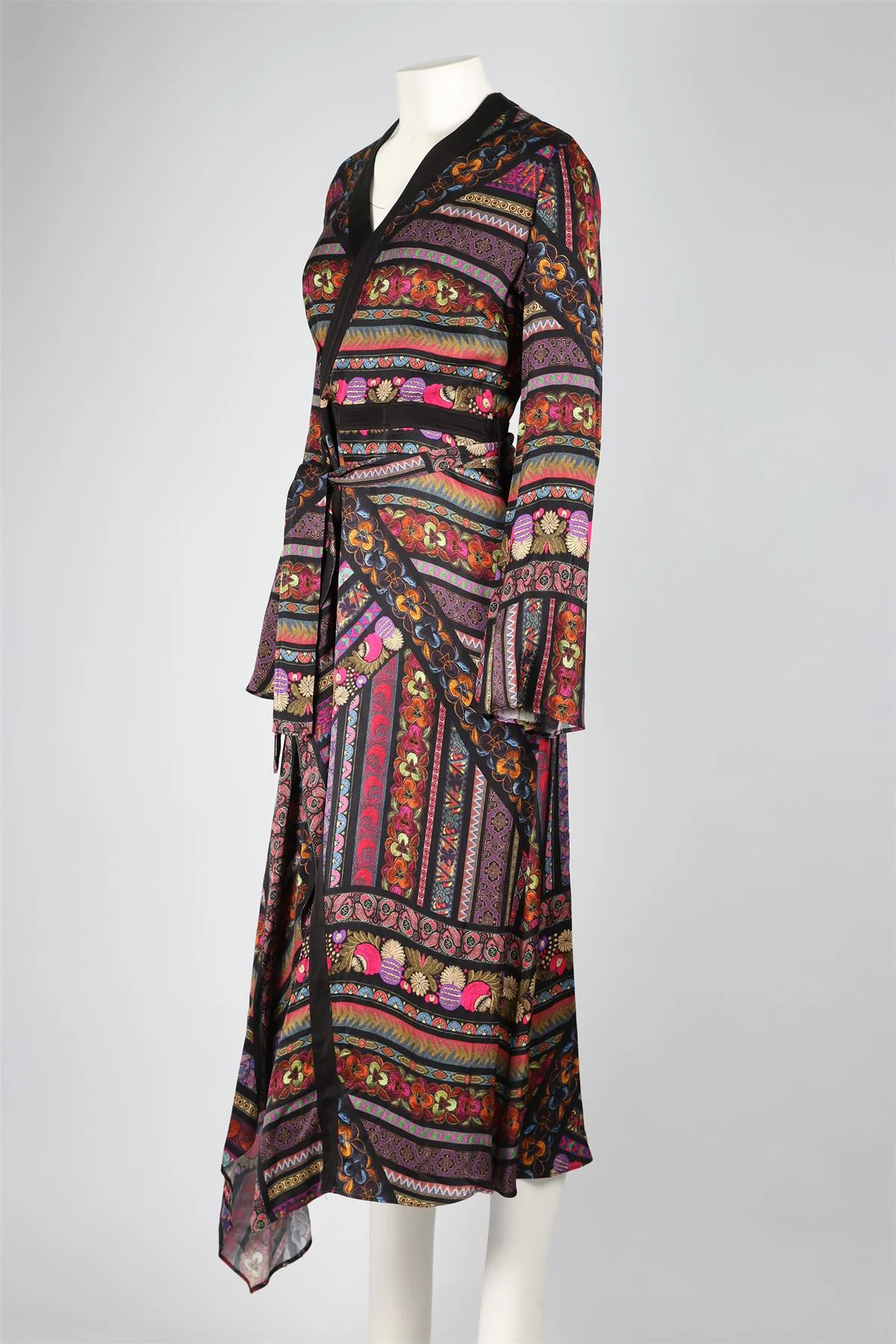 ETRO MULTICOLOURED SATIN MAXI DRESS IT 44 UK 12 - Image 3