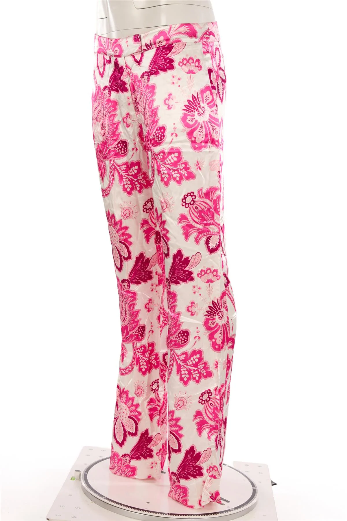 ETRO PINK SATIN STRAIGHT LEG PANTS IT 42 UK 10 - Image 3