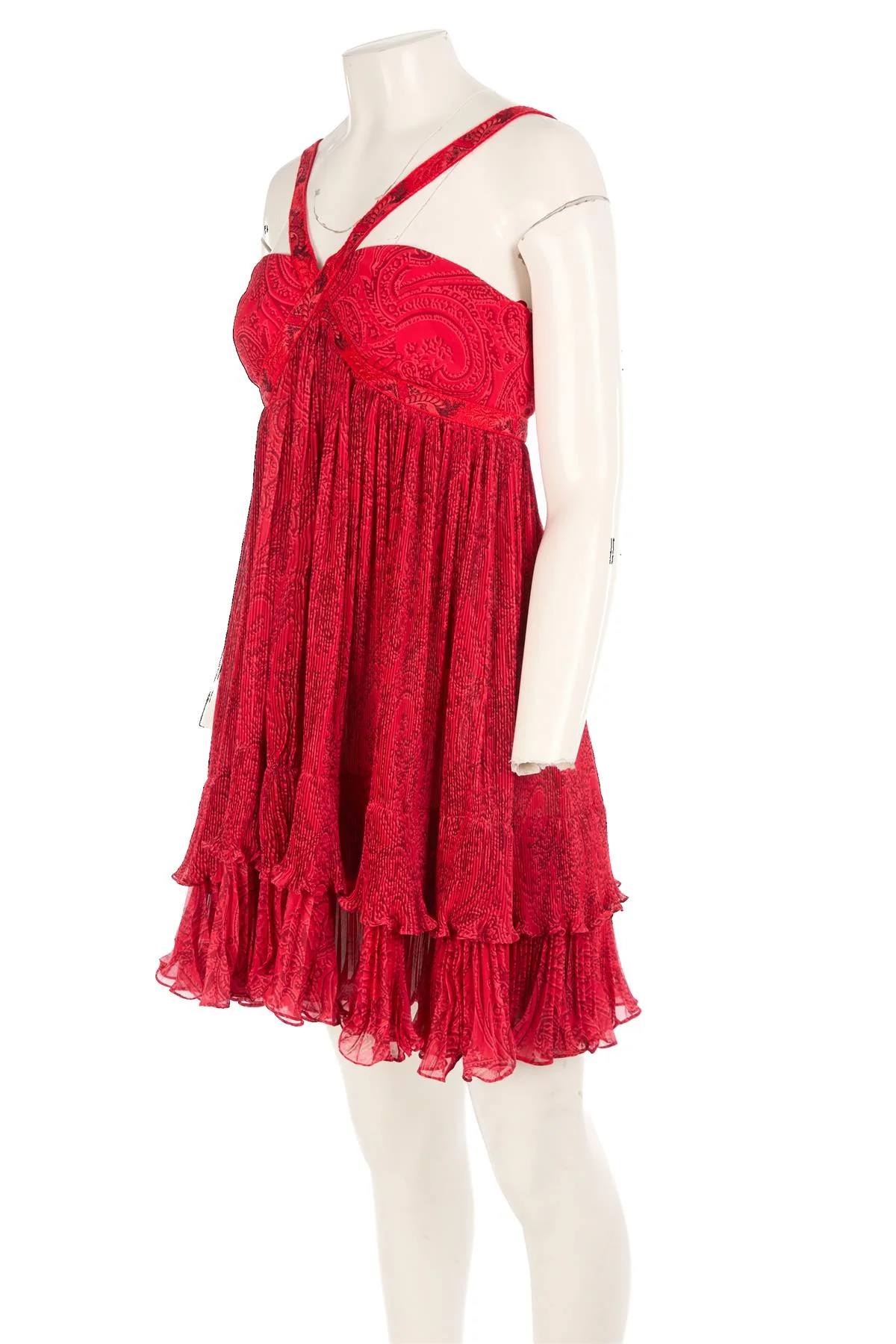 ETRO RED CHIFFON MINI DRESS IT 44 UK 12 - Image 3