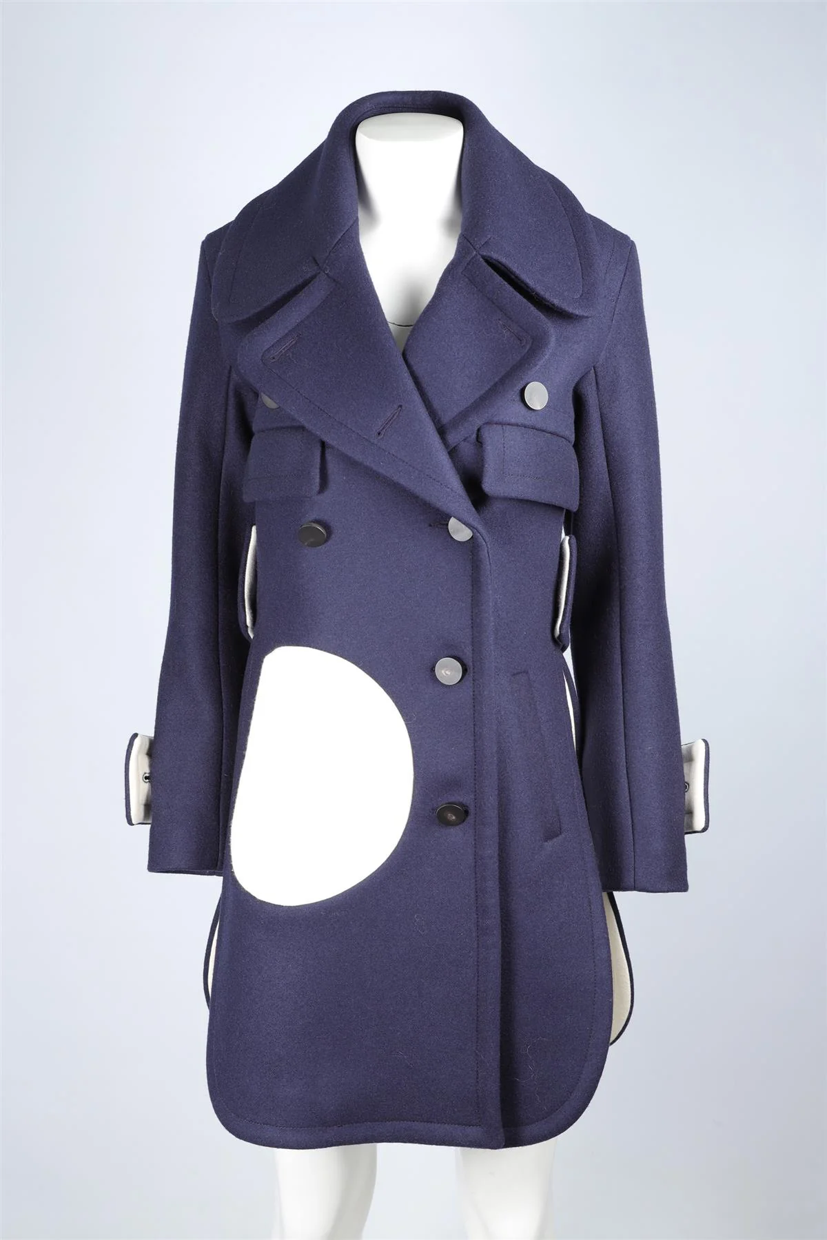 EUDON CHOI NAVY WOOL COAT UK 6 - Image 2