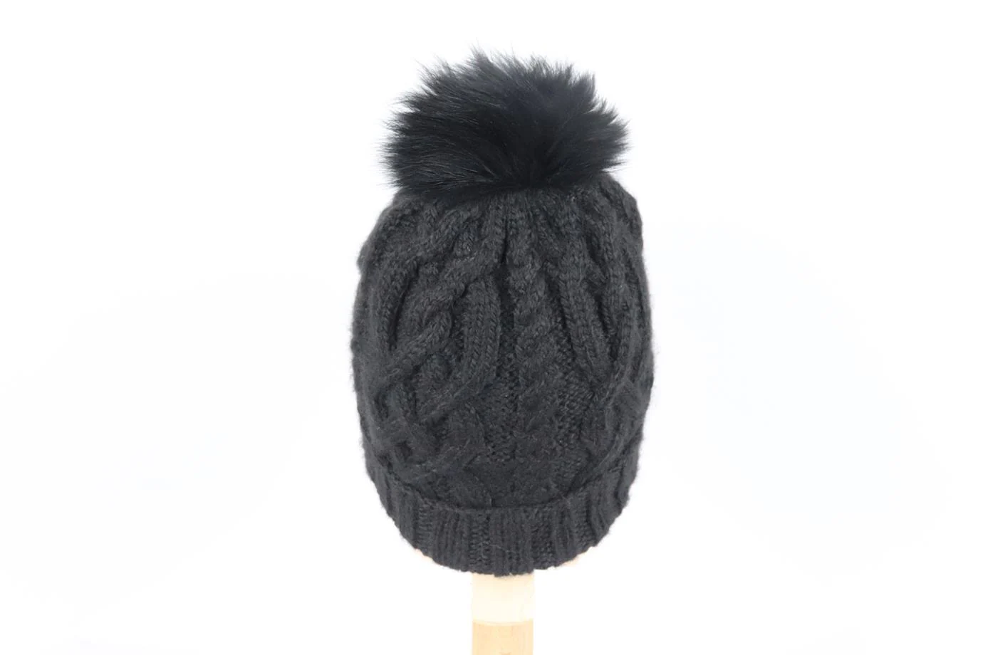 EUGENIA KIM FOX FUR TRIMMED CABLE KNIT ALPACA BEANIE ONE SIZE - Image 5