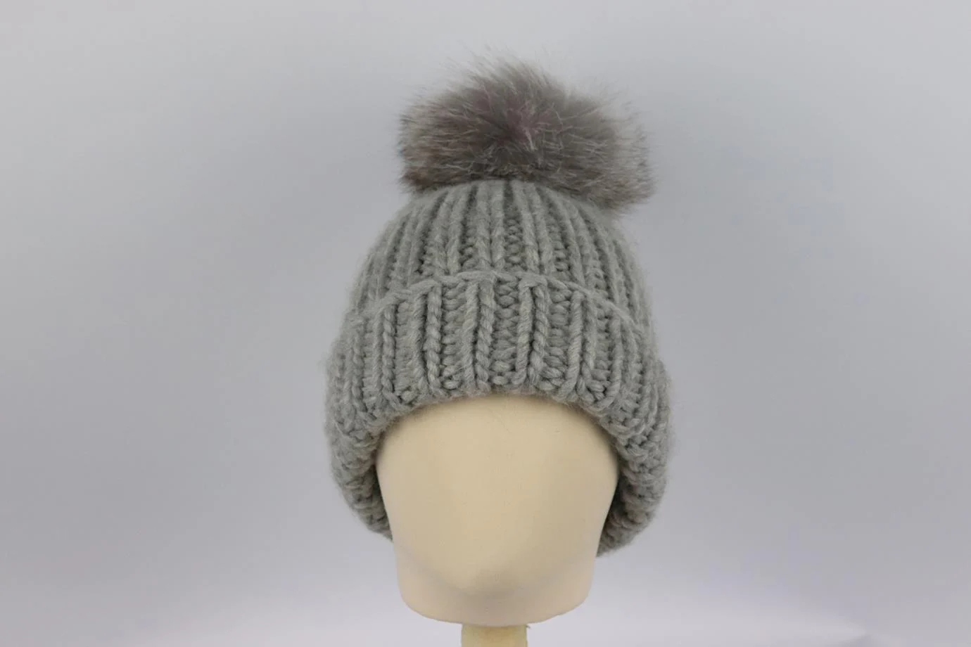 EUGENIA KIM FOX FUR TRIMMED RIBBED WOOL BLEND BEANIE ONE SIZE - Image 3