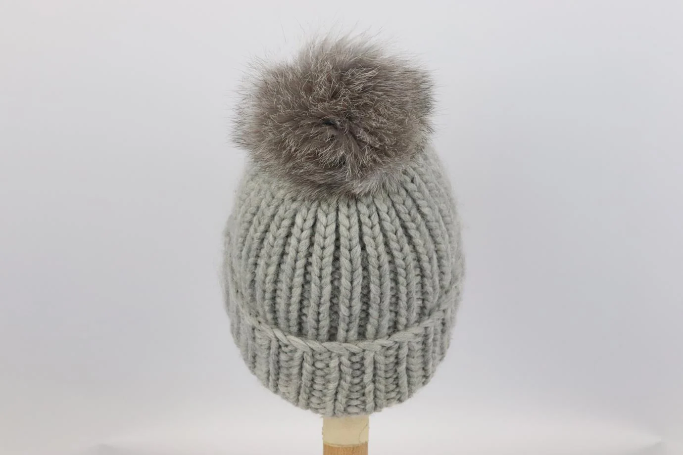 EUGENIA KIM FOX FUR TRIMMED RIBBED WOOL BLEND BEANIE ONE SIZE - Image 5