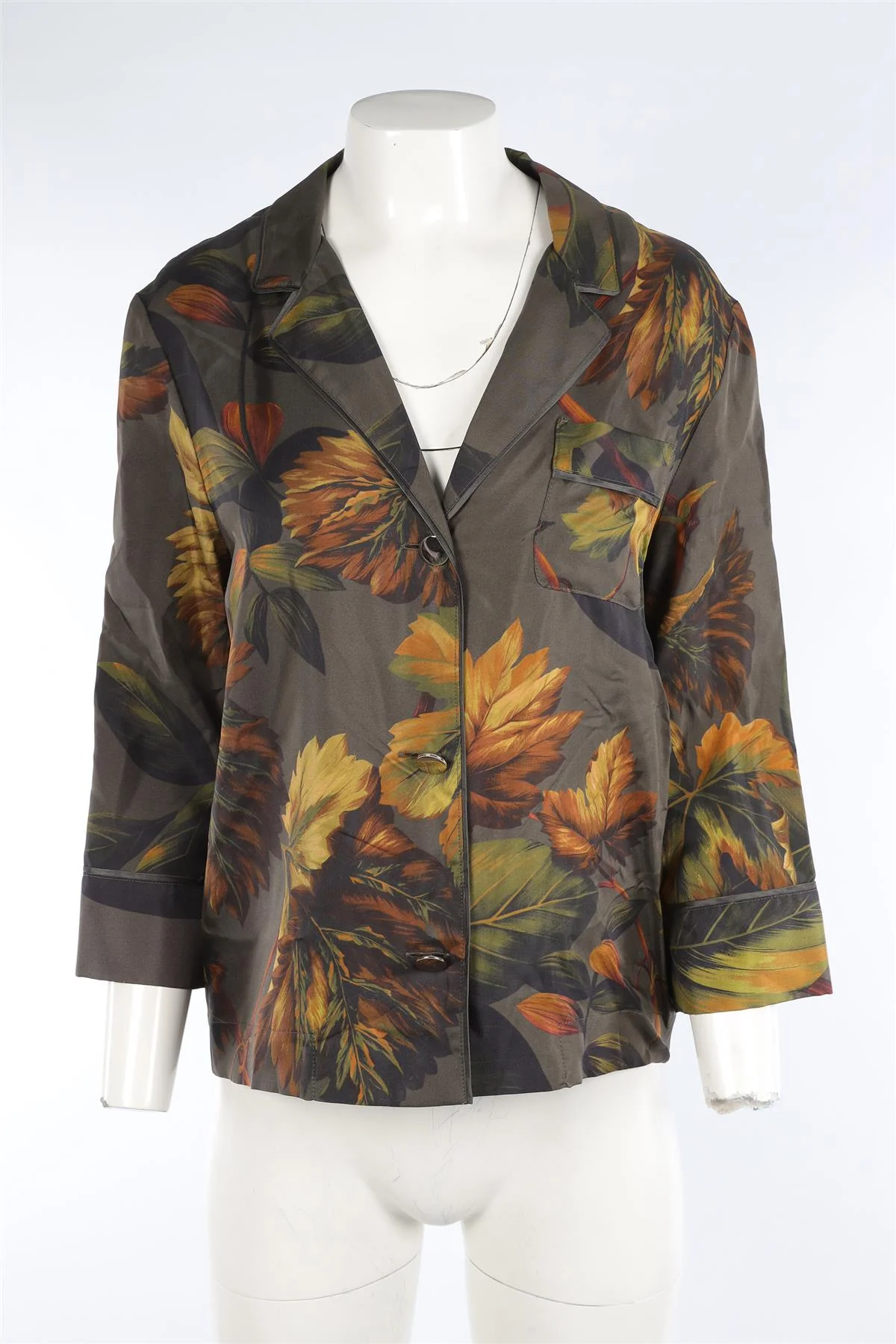 F.R.S FOR RESTLESS SLEEPERS GREEN SILK PYJAMA SHIRT SMALL - Image 2