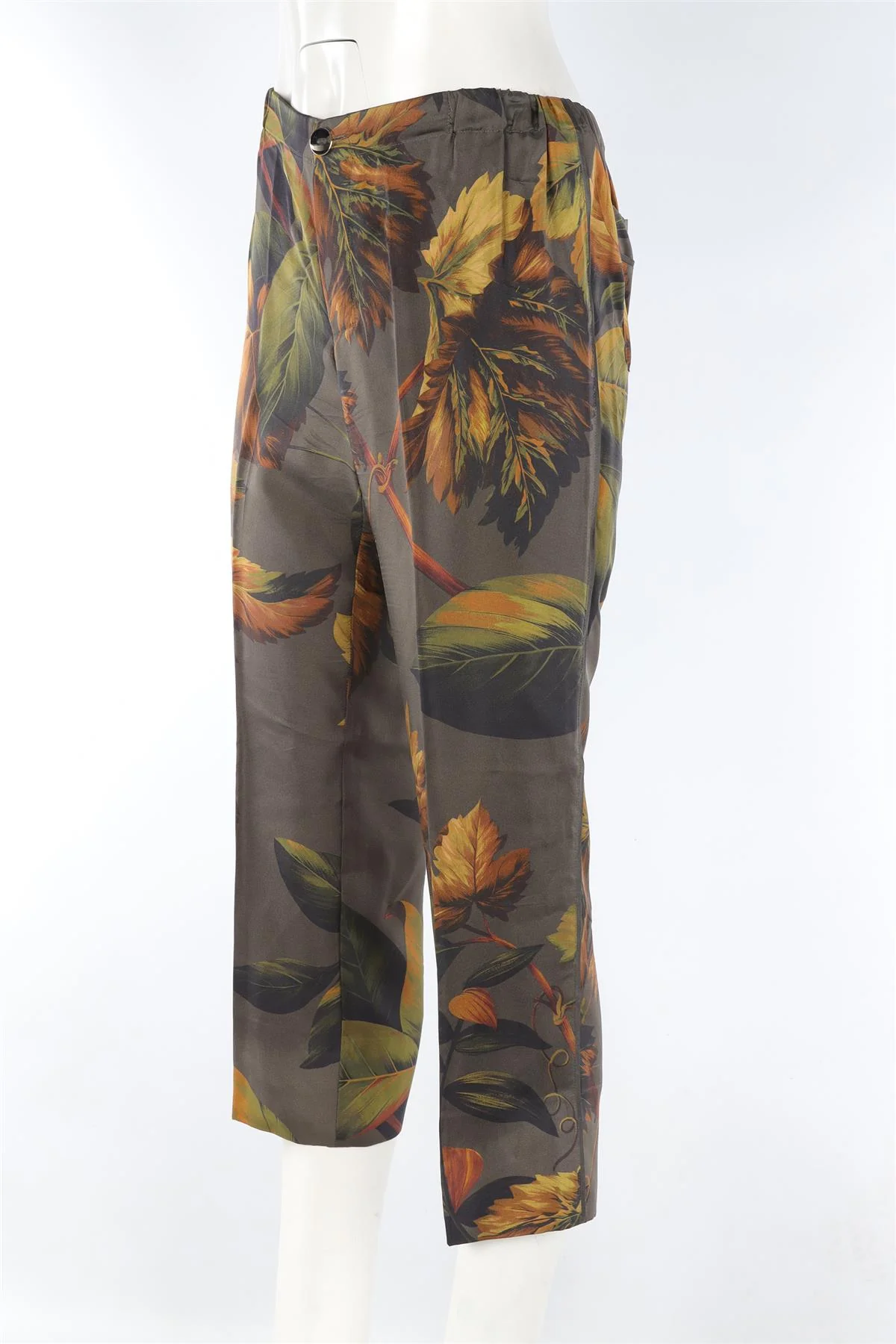 F.R.S FOR RESTLESS SLEEPERS GREEN SILK STRAIGHT LEG PANTS SMALL - Image 3