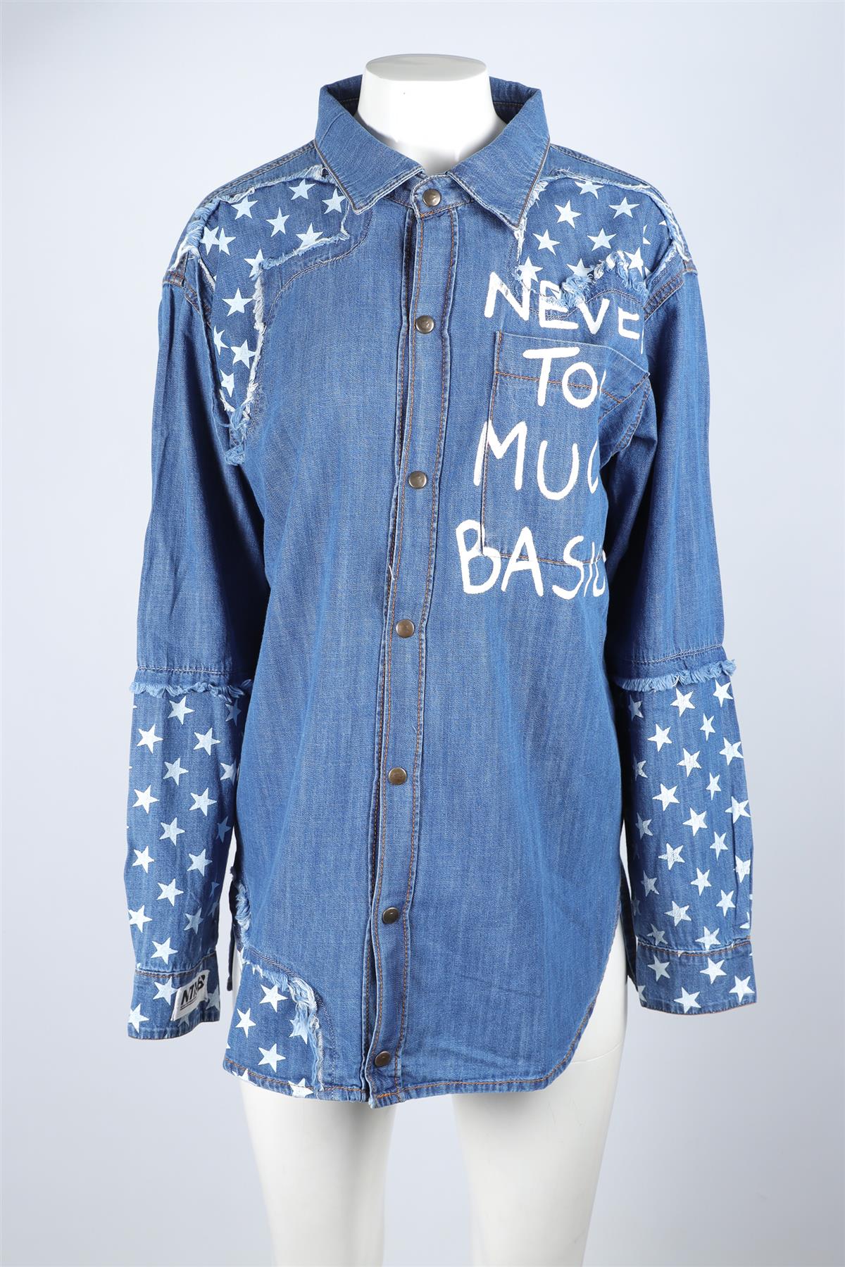 FAITH CONNEXION BLUE DENIM SHIRT SMALL - Image 2