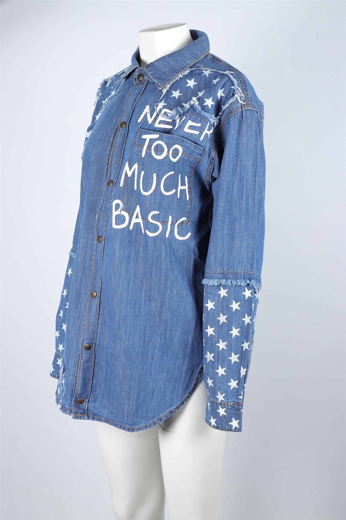 FAITH CONNEXION BLUE DENIM SHIRT SMALL - Image 3