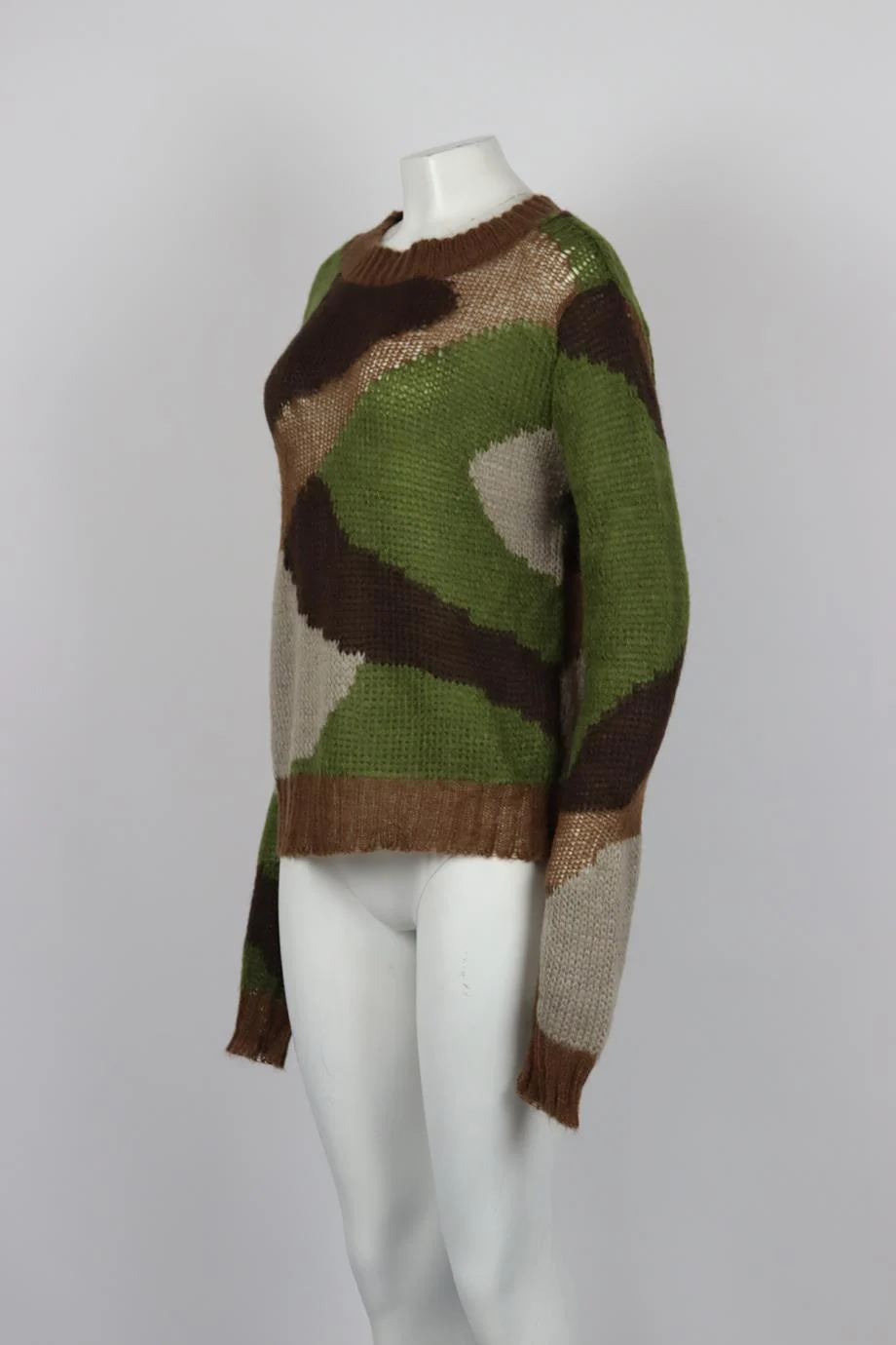 FAITH CONNEXION CAMOUFLAGE INTARSIA MOHAIR BLEND SWEATER SMALL - Image 3