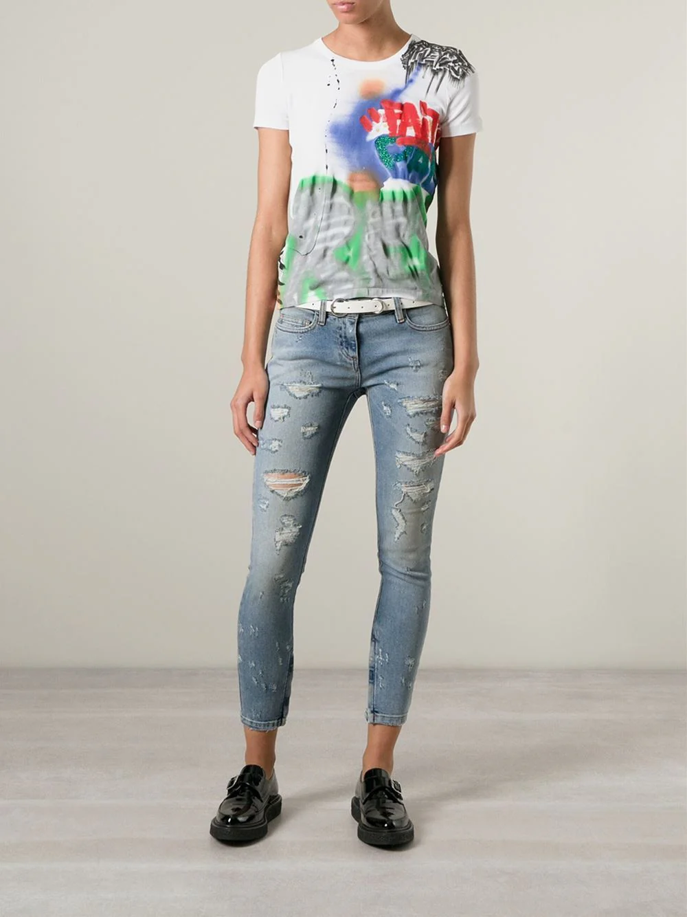 FAITH CONNEXION DISTRESSED CROPPED LIGHT BLUE SLIM JEANS W25 UK 6/8 - Image 10