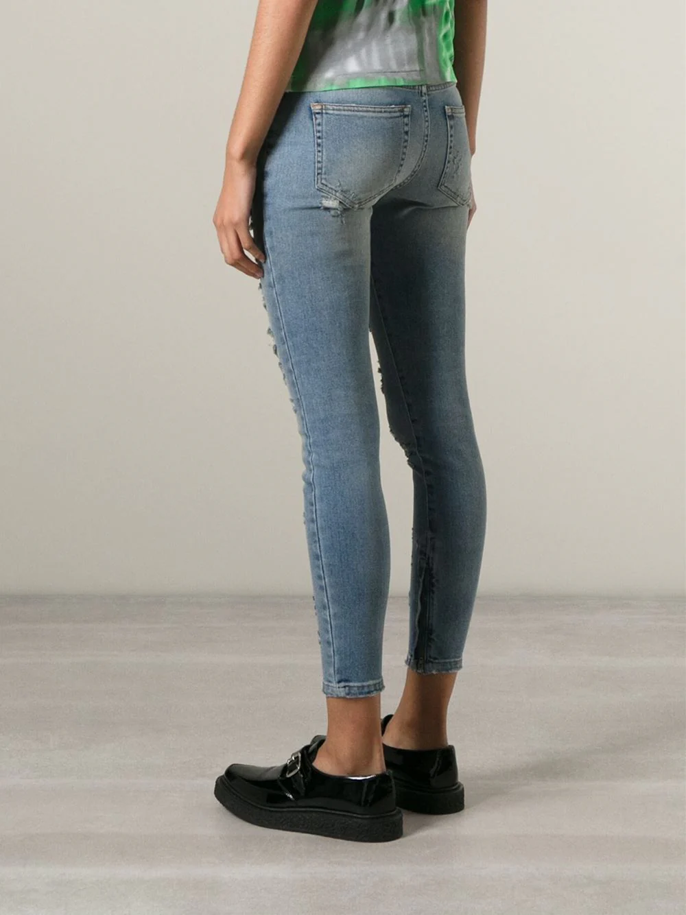 FAITH CONNEXION DISTRESSED CROPPED LIGHT BLUE SLIM JEANS W25 UK 6/8 - Image 12
