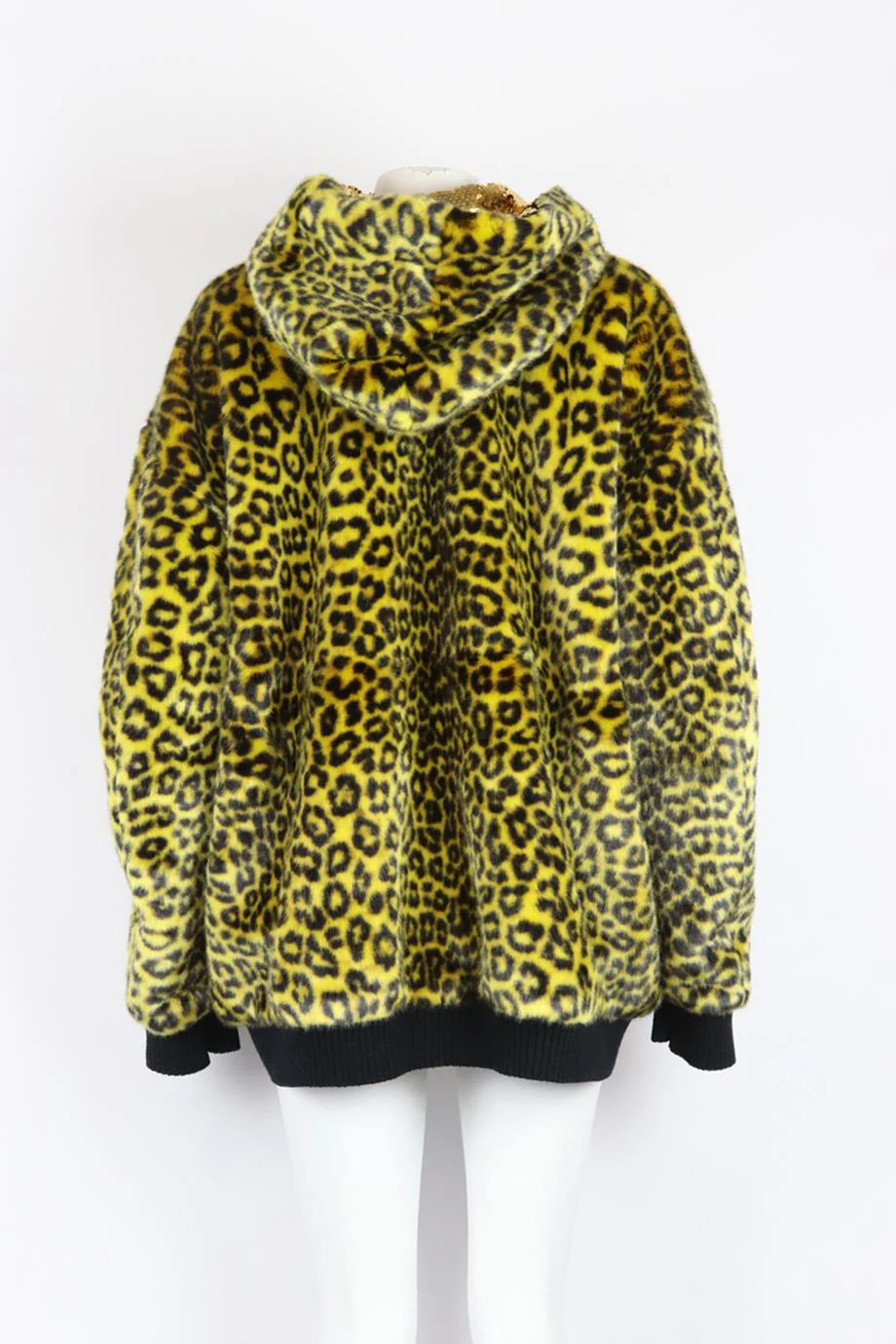 FAITH CONNEXION OVERSIZED SEQUIN LINED LEOPARD PRINT FAUX FUR JACKET SMALL - Image 4