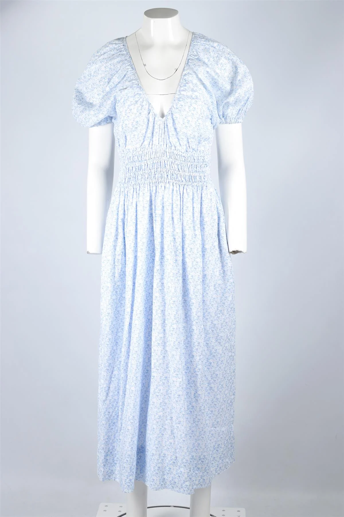 FAITHFULL THE BRAND BLUE LINEN MAXI DRESS SMALL - Image 2