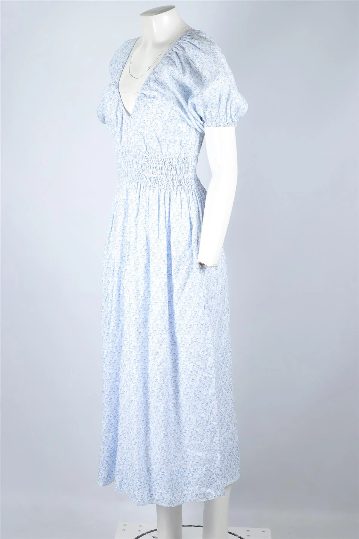 FAITHFULL THE BRAND BLUE LINEN MAXI DRESS SMALL - Image 3
