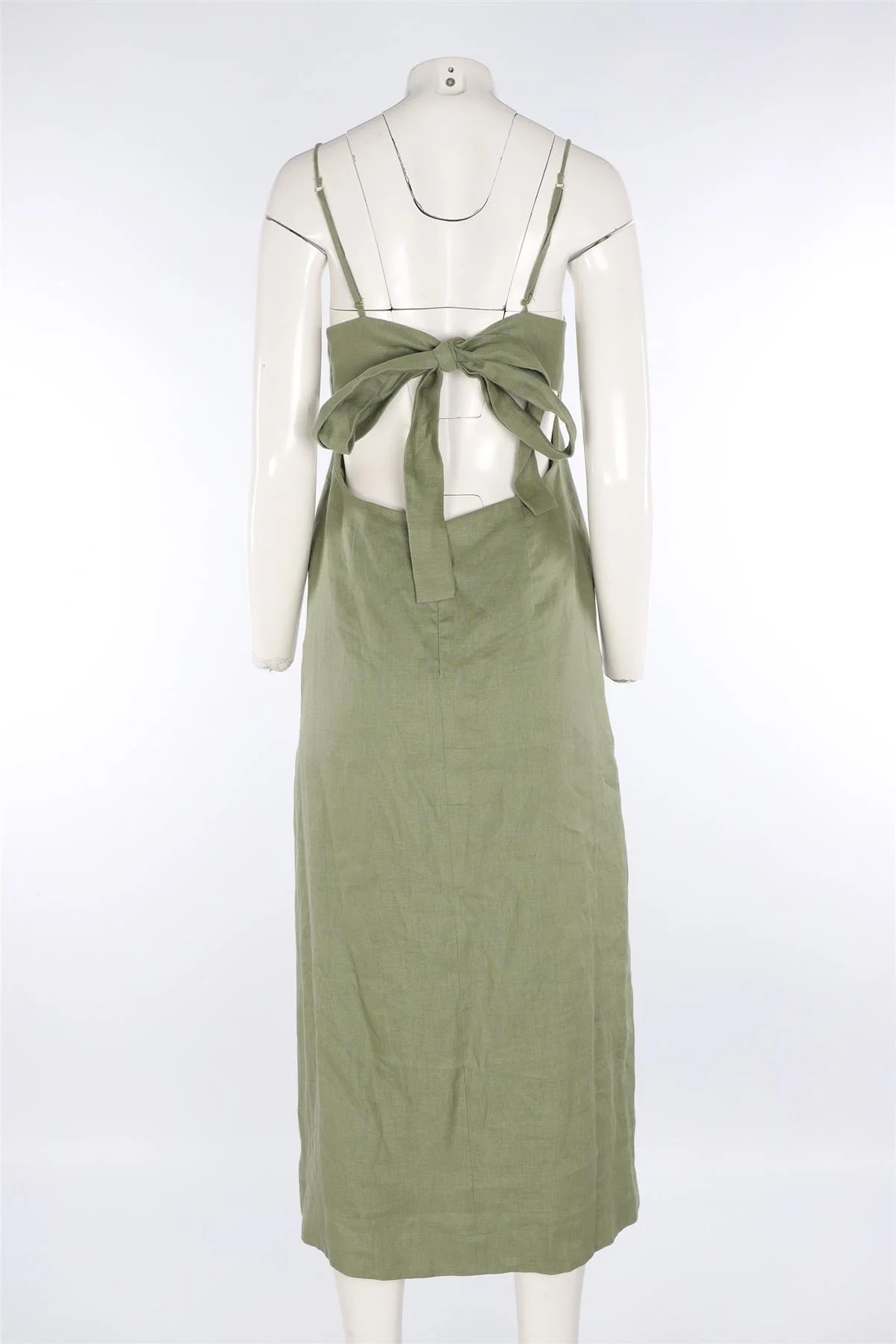 FAITHFULL THE BRAND GREEN LINEN MAXI DRESS LARGE - Image 4