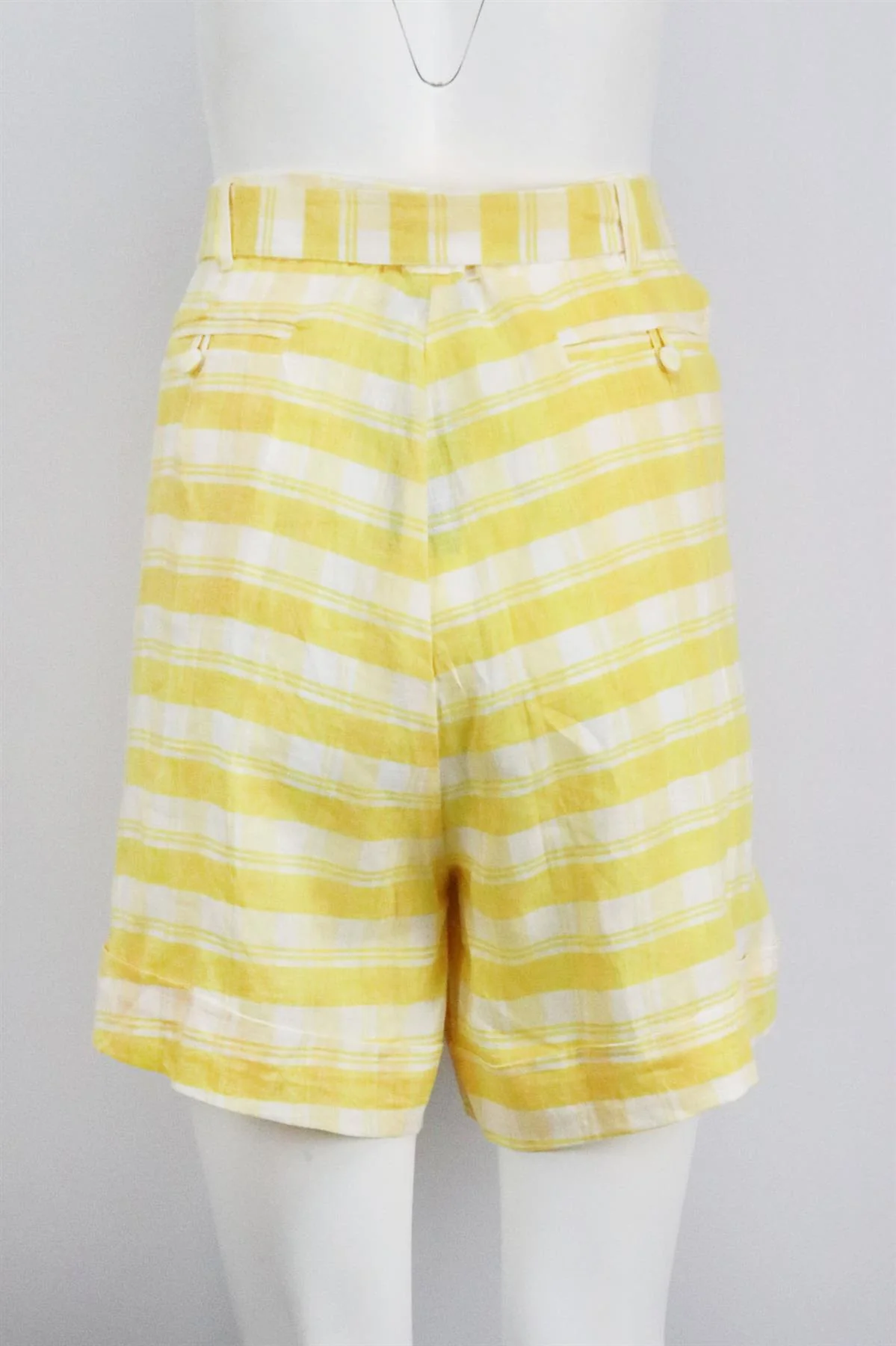 FAITHFULL THE BRAND LES DEUX BELTED CHECKED LINEN SHORTS UK 16 - Image 4