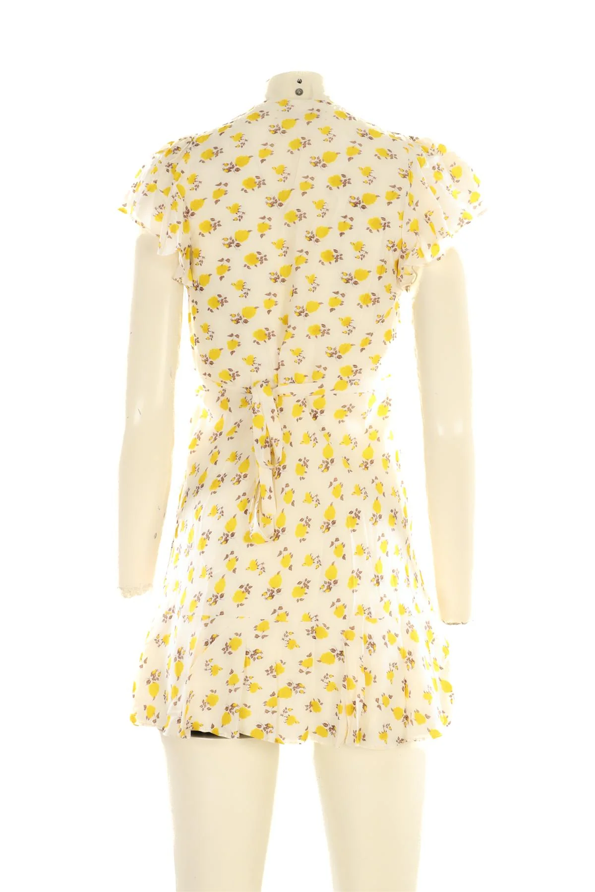 FAITHFULL YELLOW SATIN MINI DRESS AU 8 UK 8 - Image 4