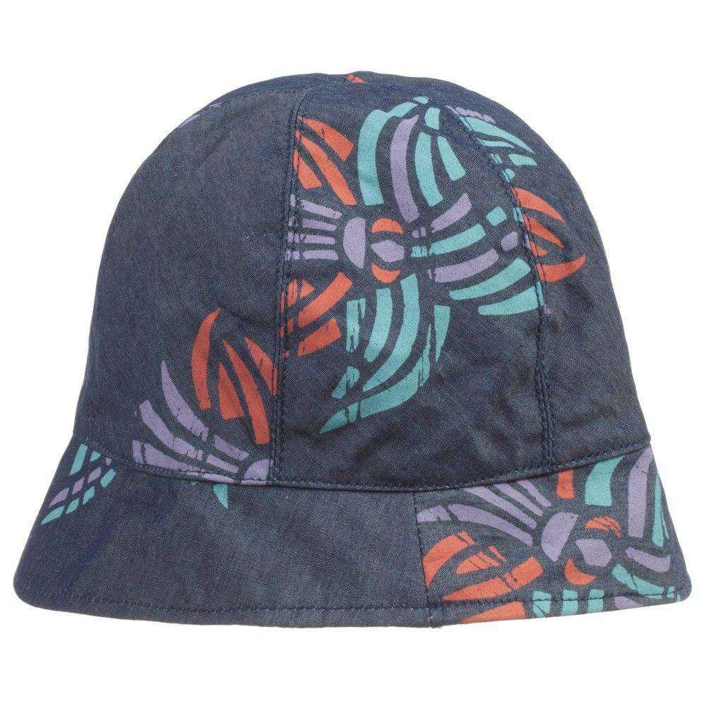 FENDI BABY DENIM GEOMETRIC ORCHID SUN HAT 12-18 MONTHS - Image 2
