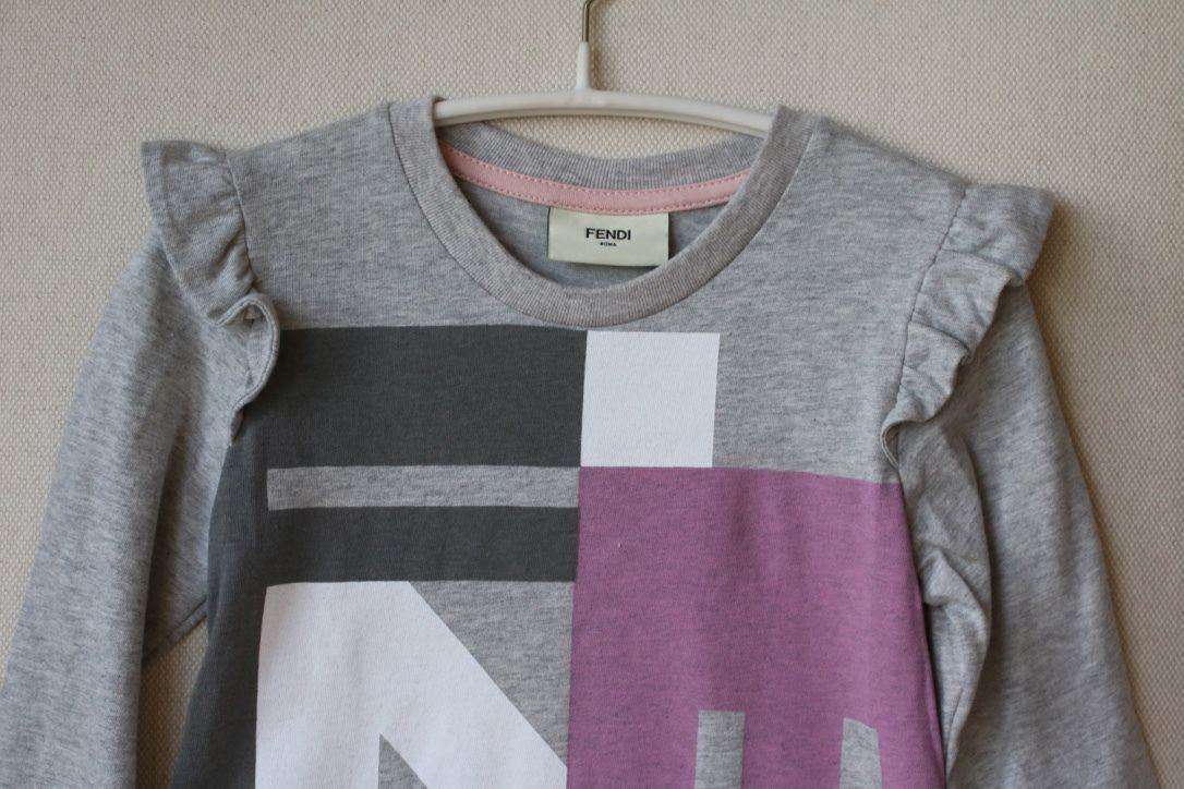 FENDI BABY GIRLS GREY LOGO TOP 3 YEARS - Image 3