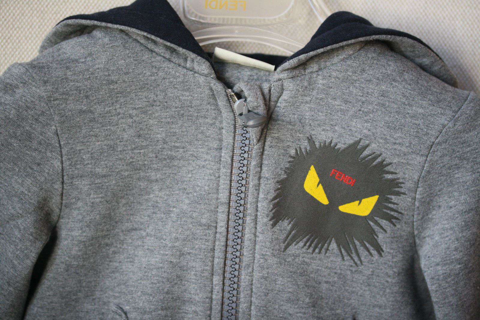 FENDI BABY GREY MONSTER HOODED SWEATSHIRT 6 MONTHS - Image 8