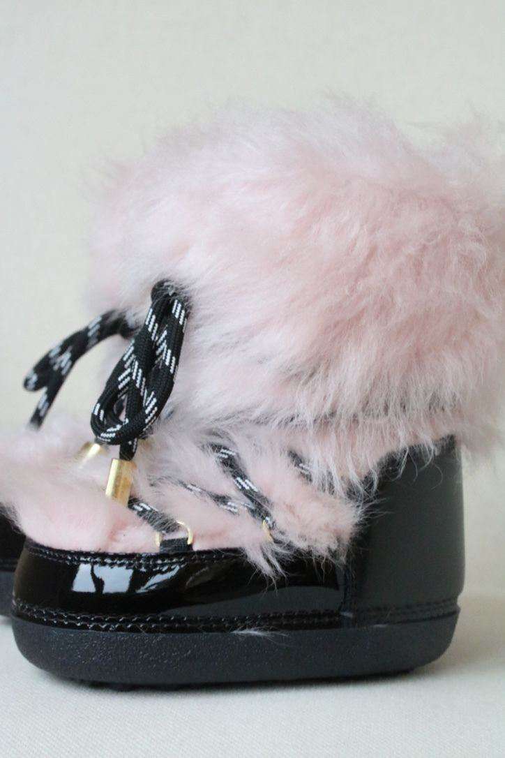 FENDI BABY KIDS BLACK SHEEPSKIN SNOW BOOTS EU 23-25 UK 6-8 - Image 2