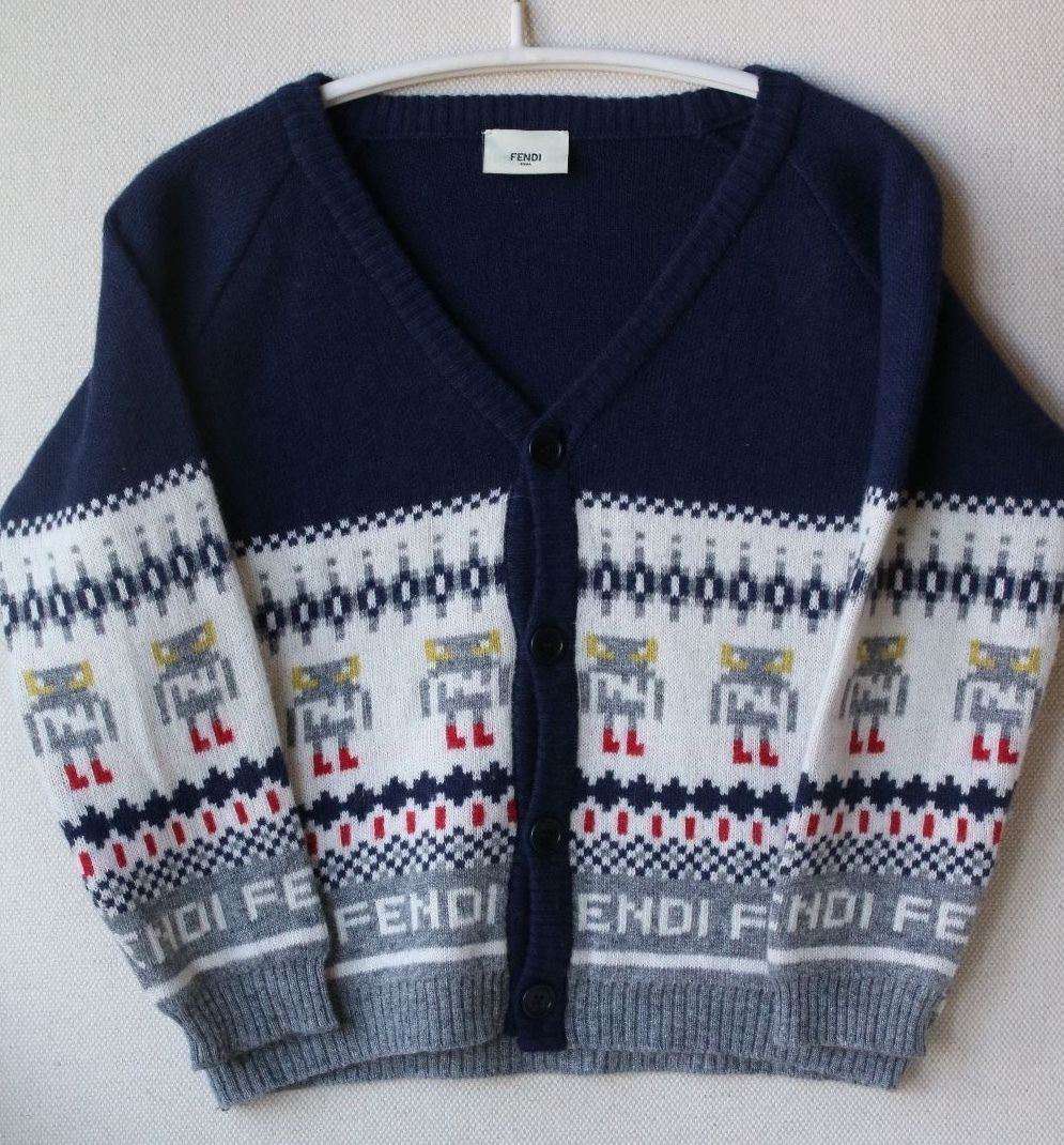 FENDI BABY MONSTER FAIRISLE CARDIGAN 24 MONTHS - Image 2