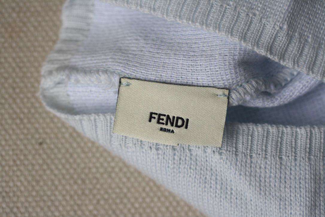 FENDI BABY PALE BLUE KNITTED ROMA LOGO HAT 6-12 MONTHS - Image 4