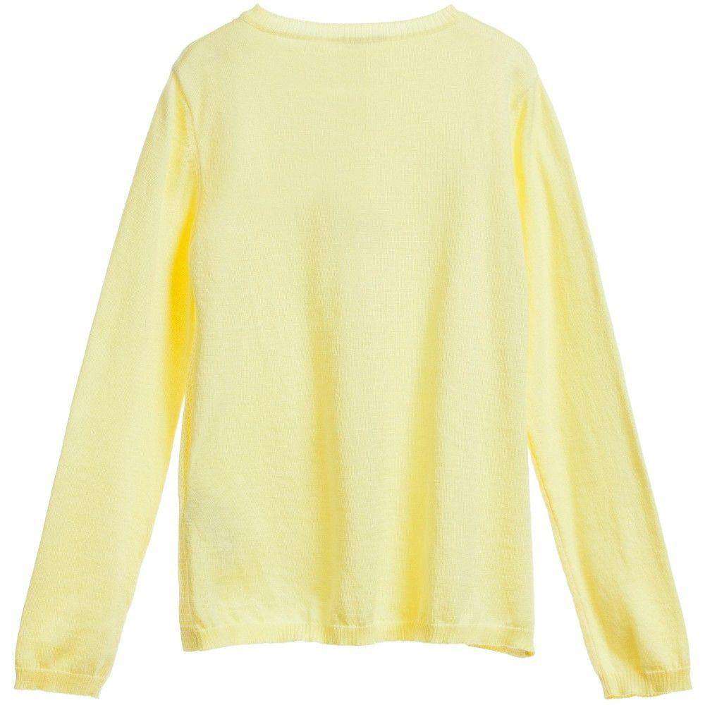 FENDI BABY YELLOW SILK AND COTTON FF LOGO CARDIGAN 2 YEARS - Image 2