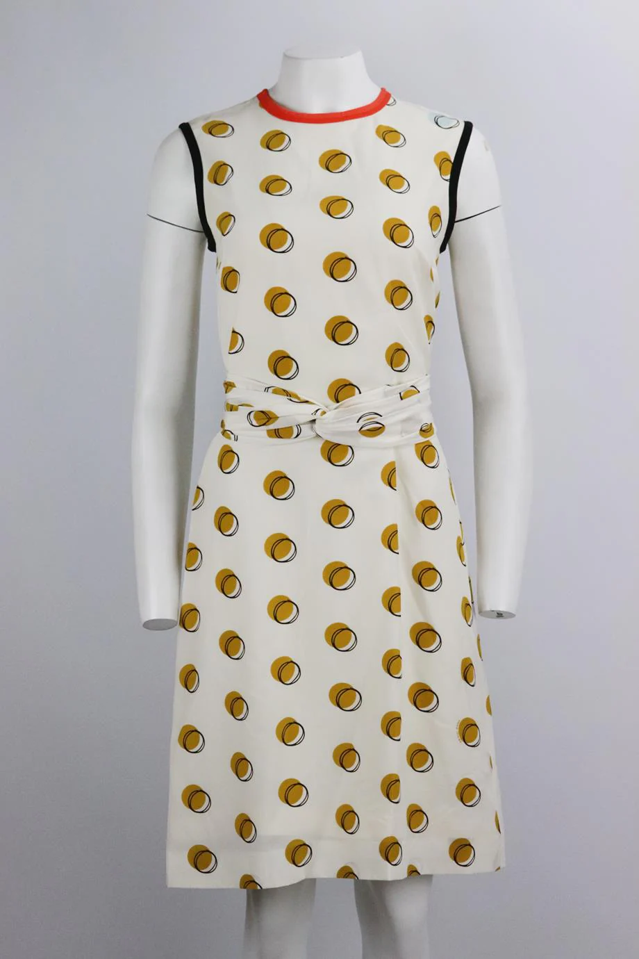 FENDI BELTED PRINTED SILK DRESS IT 40 UK 8 - Image 2