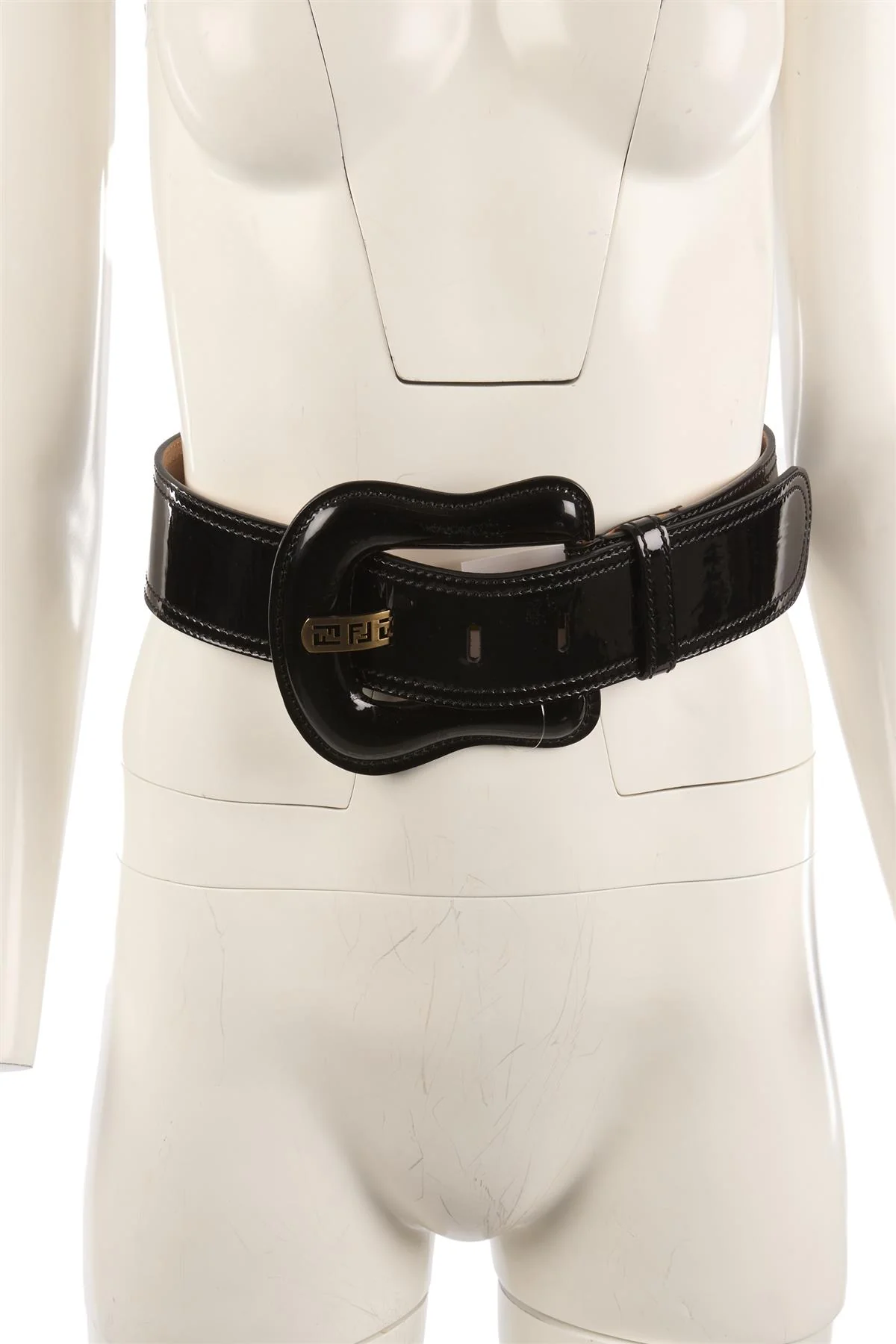 FENDI BLACK PATENT LEATHER WAIST BELT 75CM - Image 10