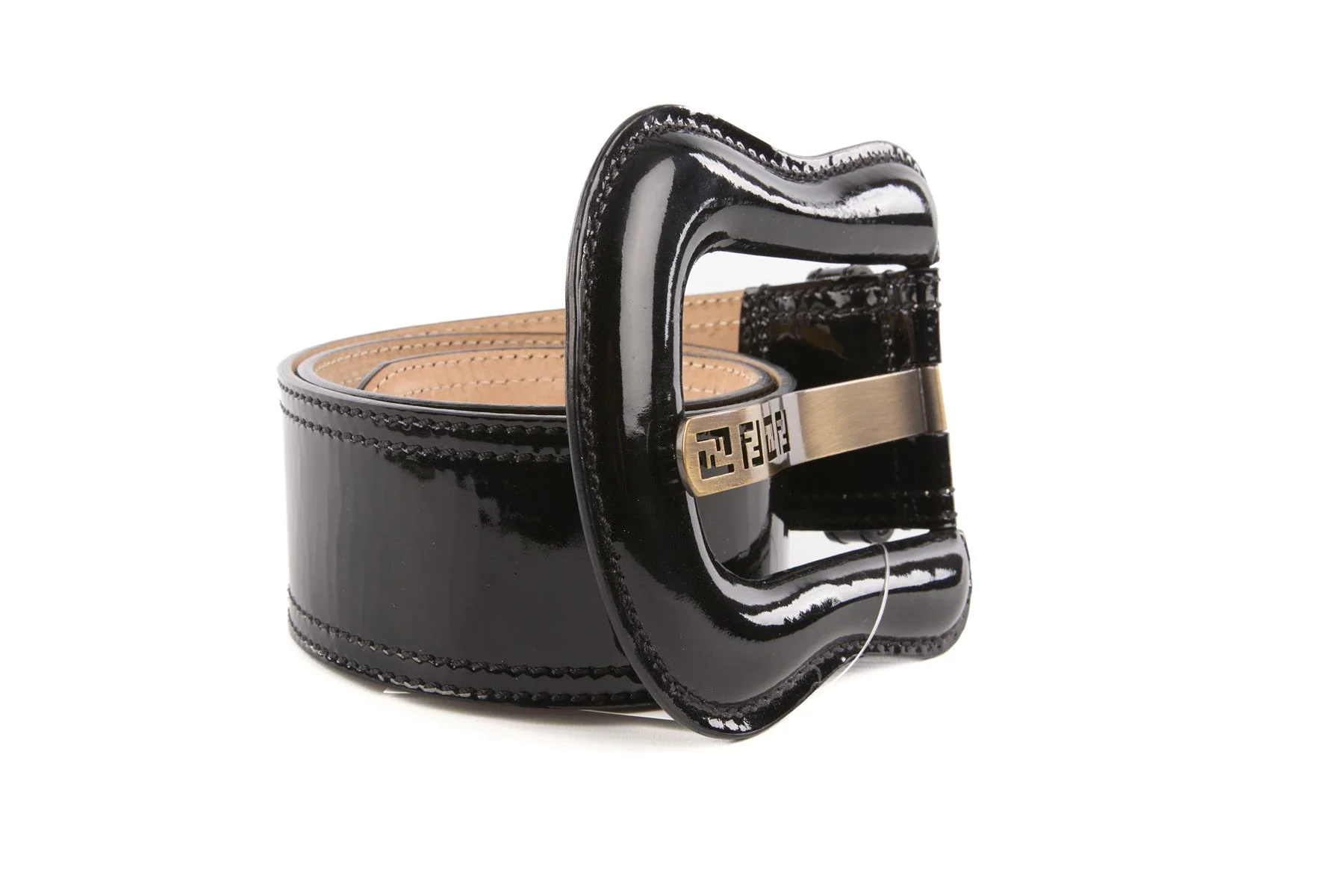 FENDI BLACK PATENT LEATHER WAIST BELT 75CM - Image 3