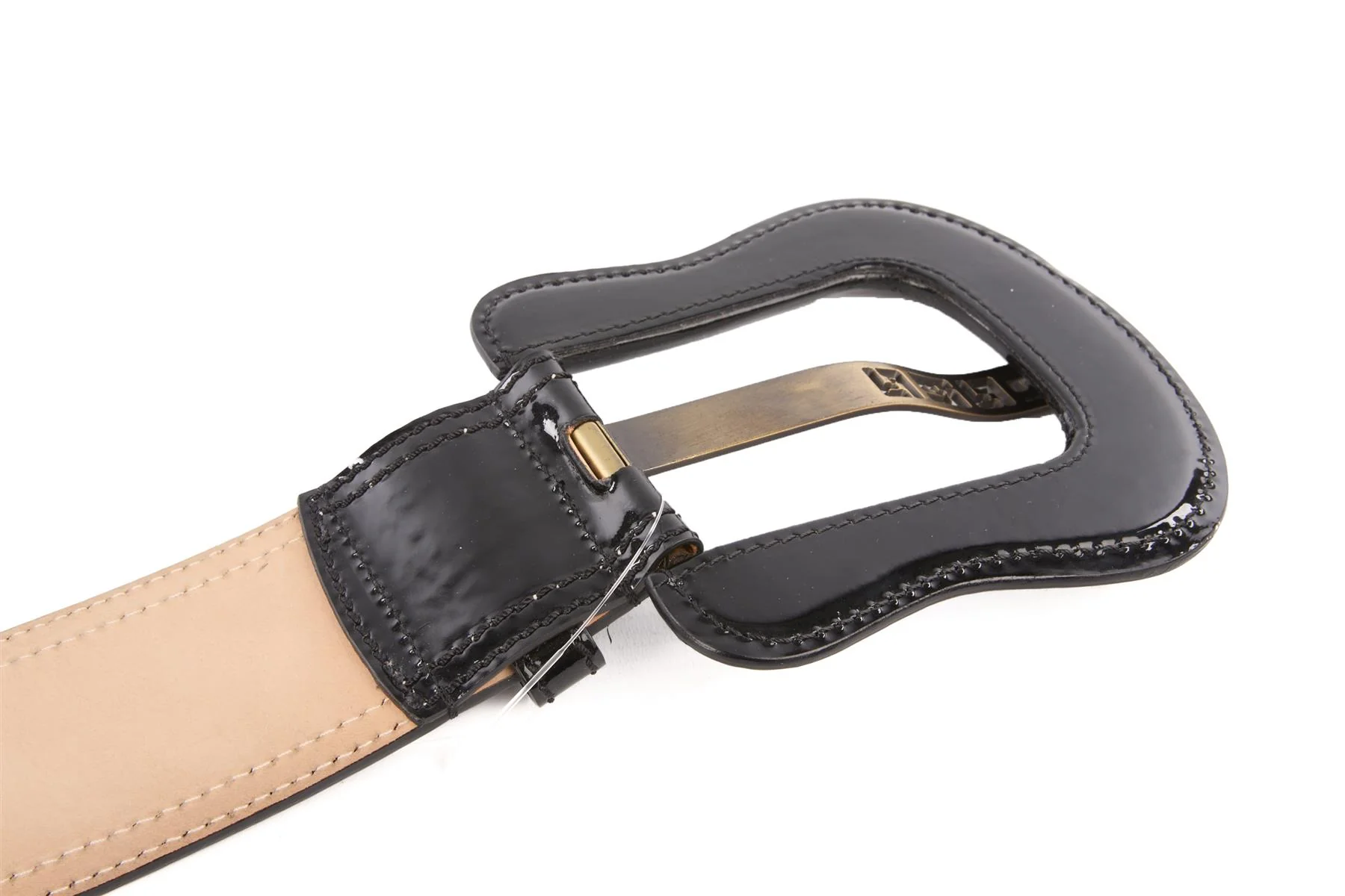 FENDI BLACK PATENT LEATHER WAIST BELT 75CM - Image 5